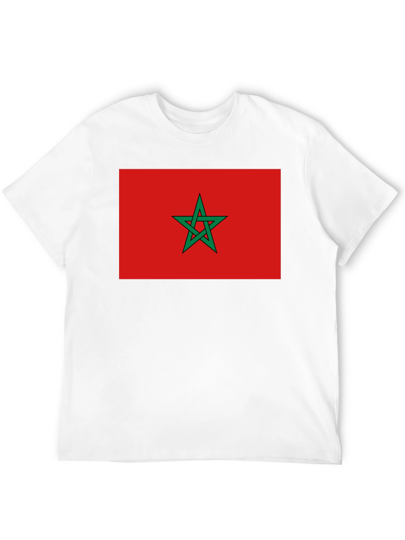 Morocco Flag Graphic Tee - Black Cotton T-Shirt