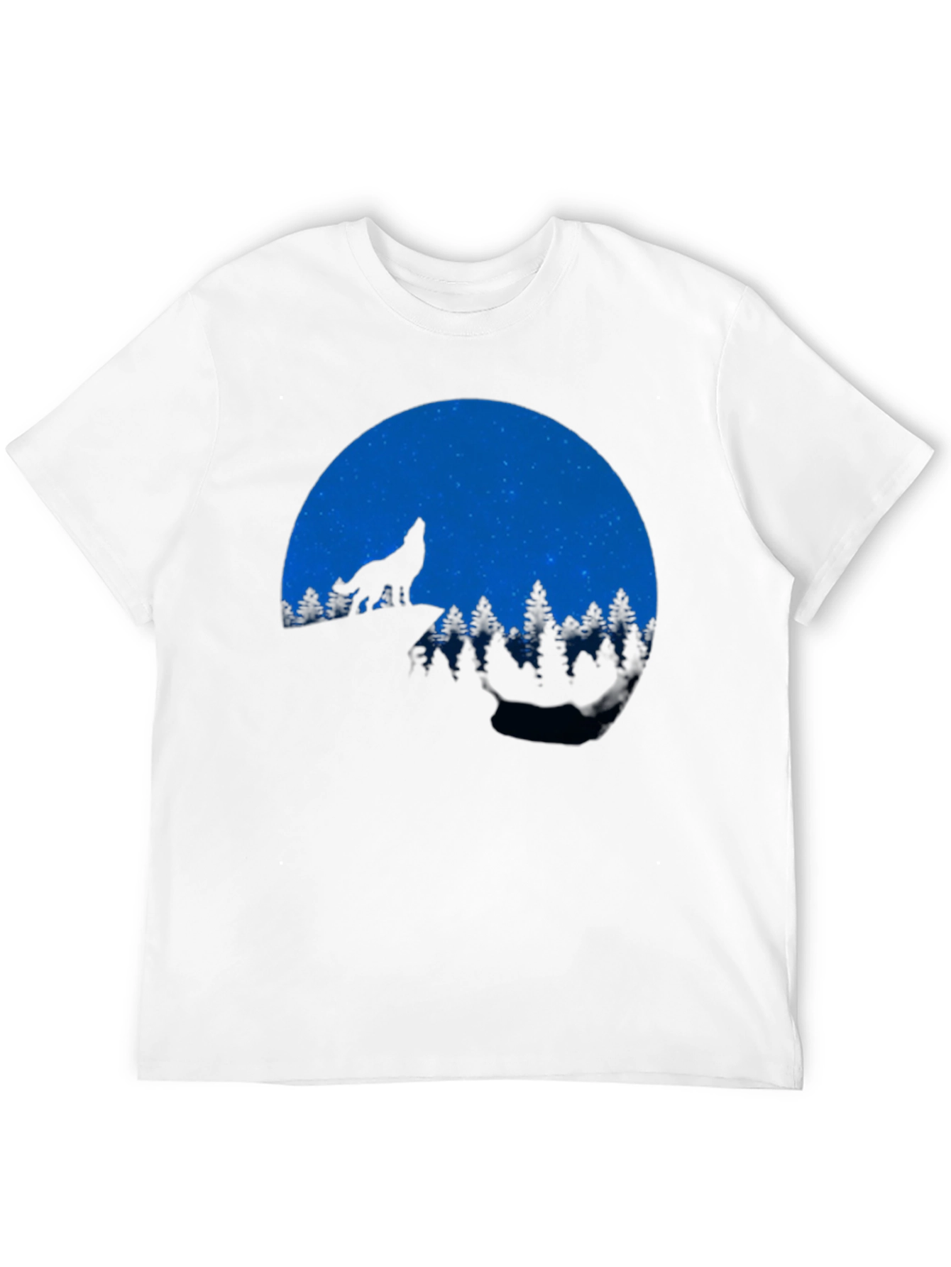 Wolf Howling at Moon Black Graphic T-Shirt