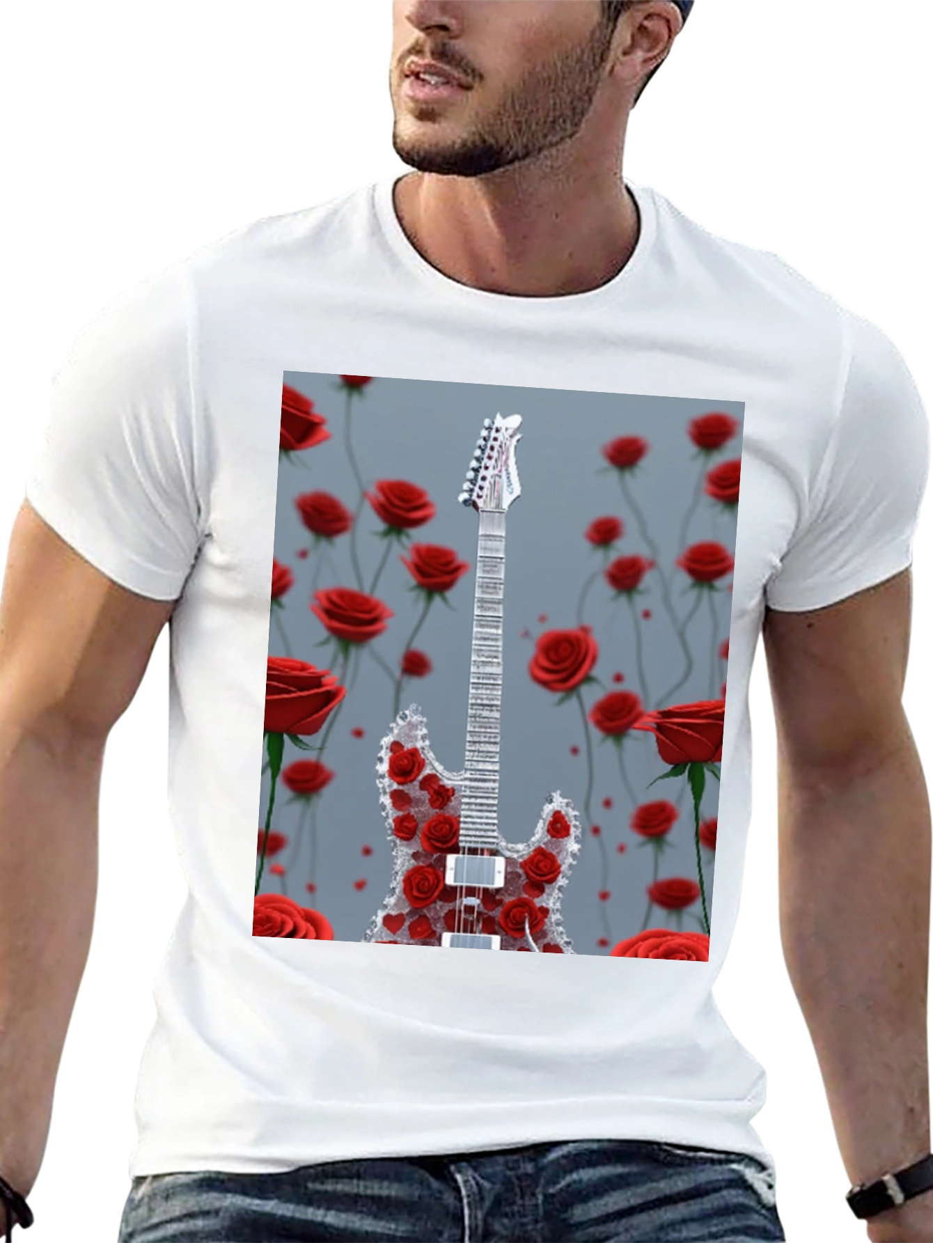 Guitar and Roses Graphic Tee