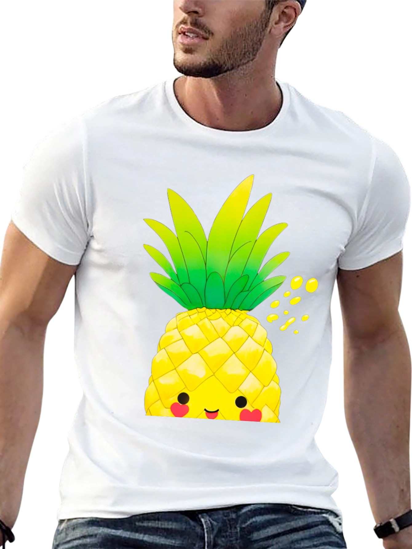 Kawaii Pineapple Graphic Tee - Tropical Style