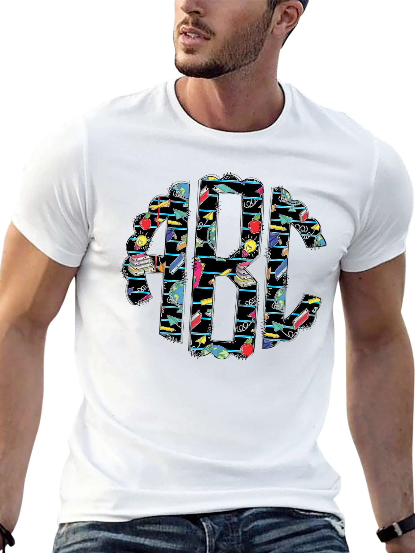 Monogrammed Teacher T-Shirt - School Themed