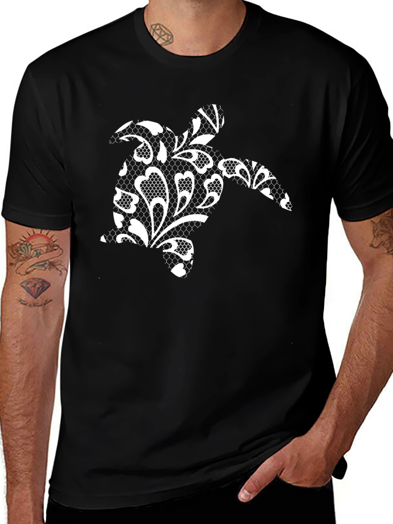 Sea Turtle Lace Print T-Shirt