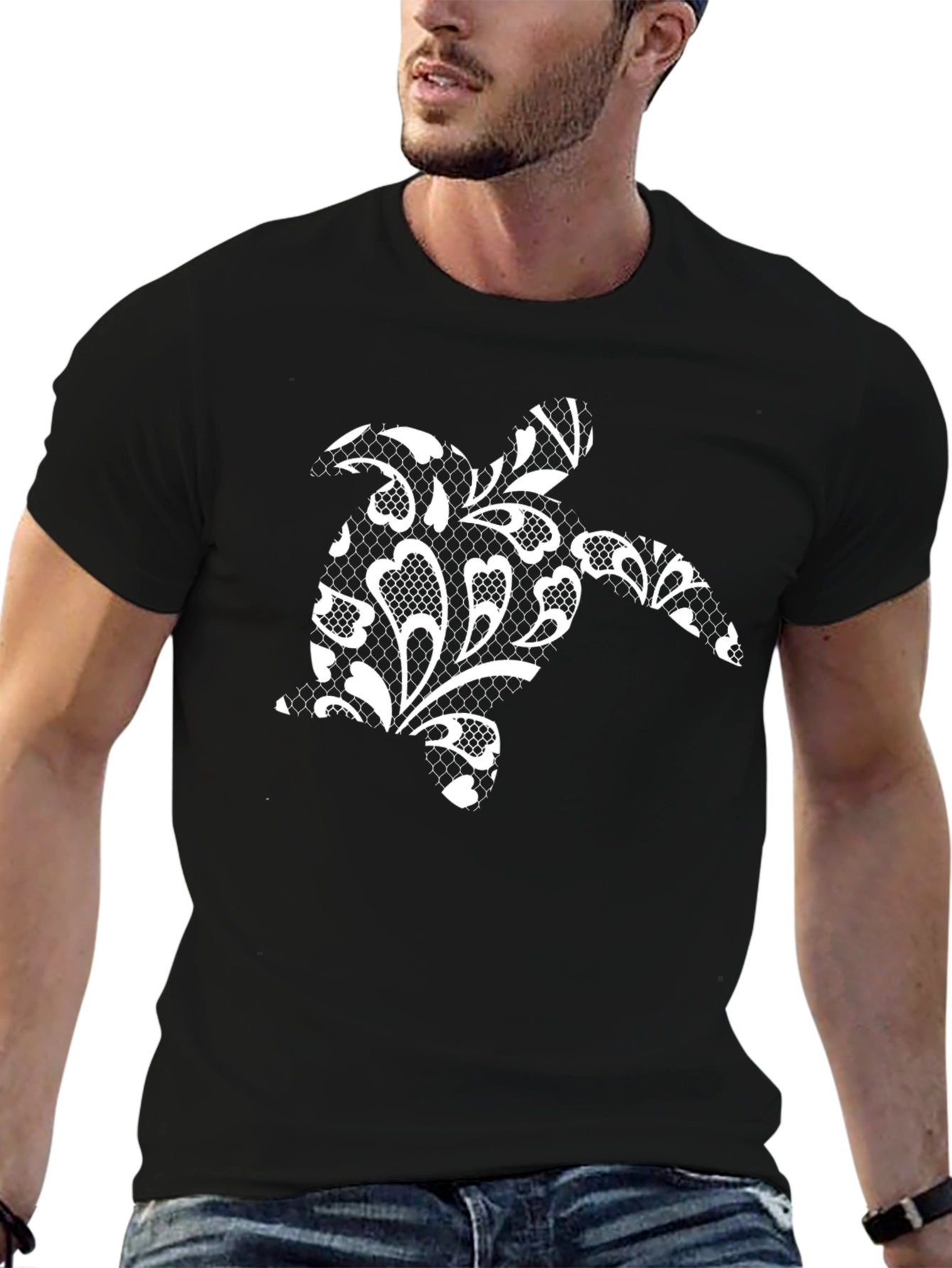 Sea Turtle Lace Print T-Shirt