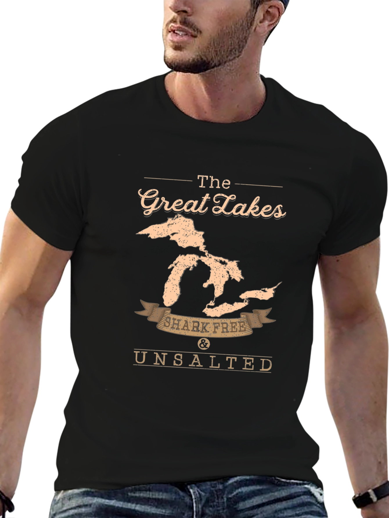 Great Lakes Shark Free T-Shirt - Unsalted Black Tee