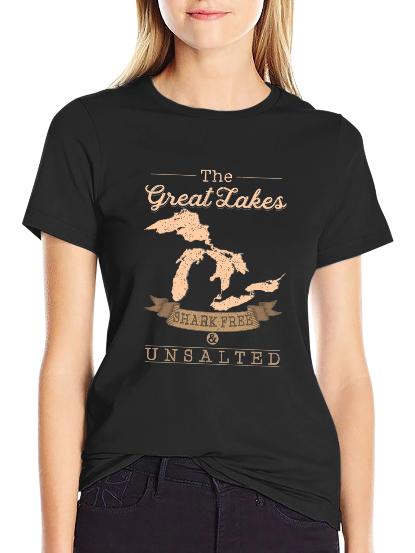 Great Lakes Shark Free T-Shirt - Unsalted Black Tee