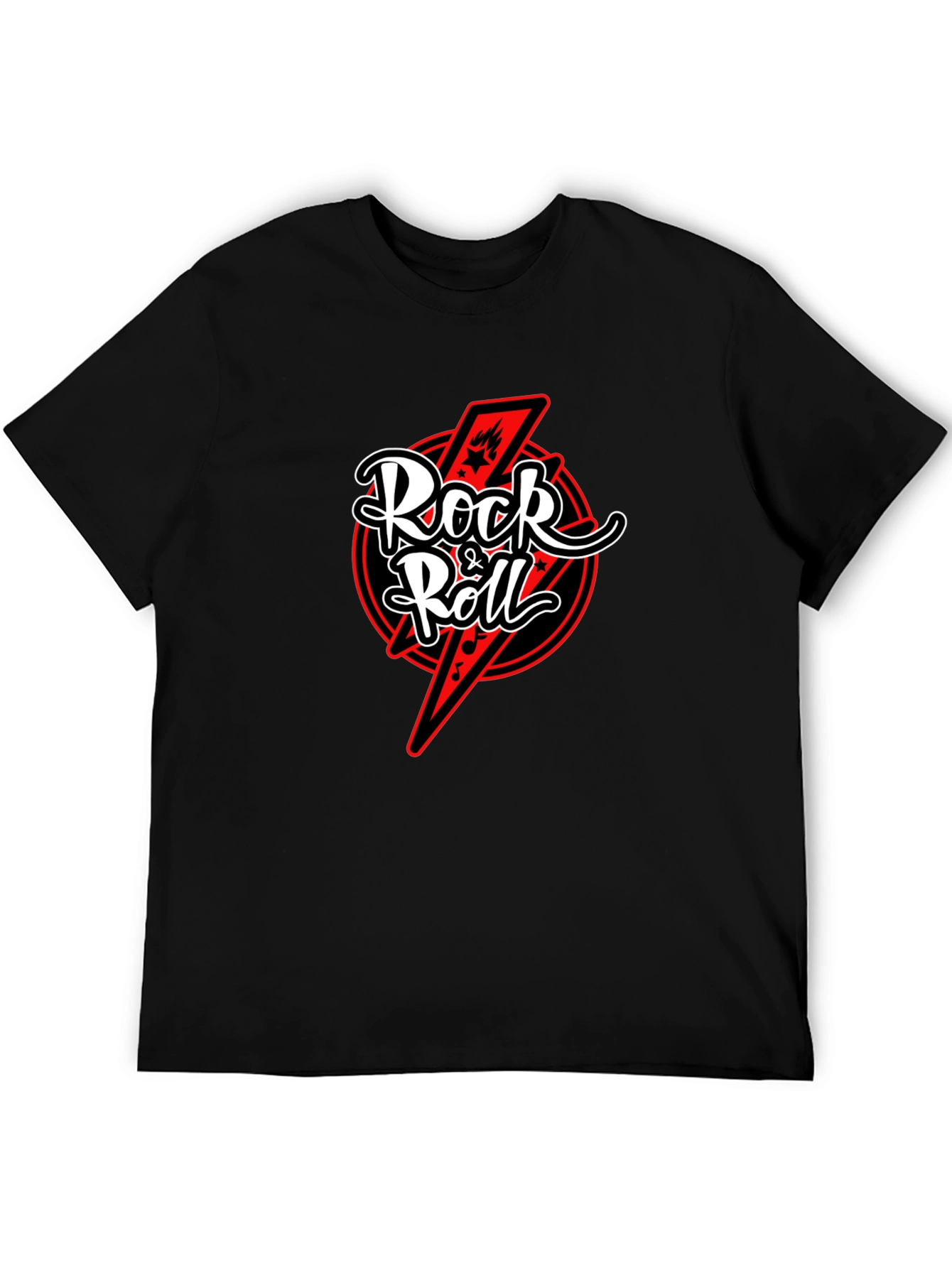 Rock & Roll Graphic Tee - Black Cotton T-Shirt