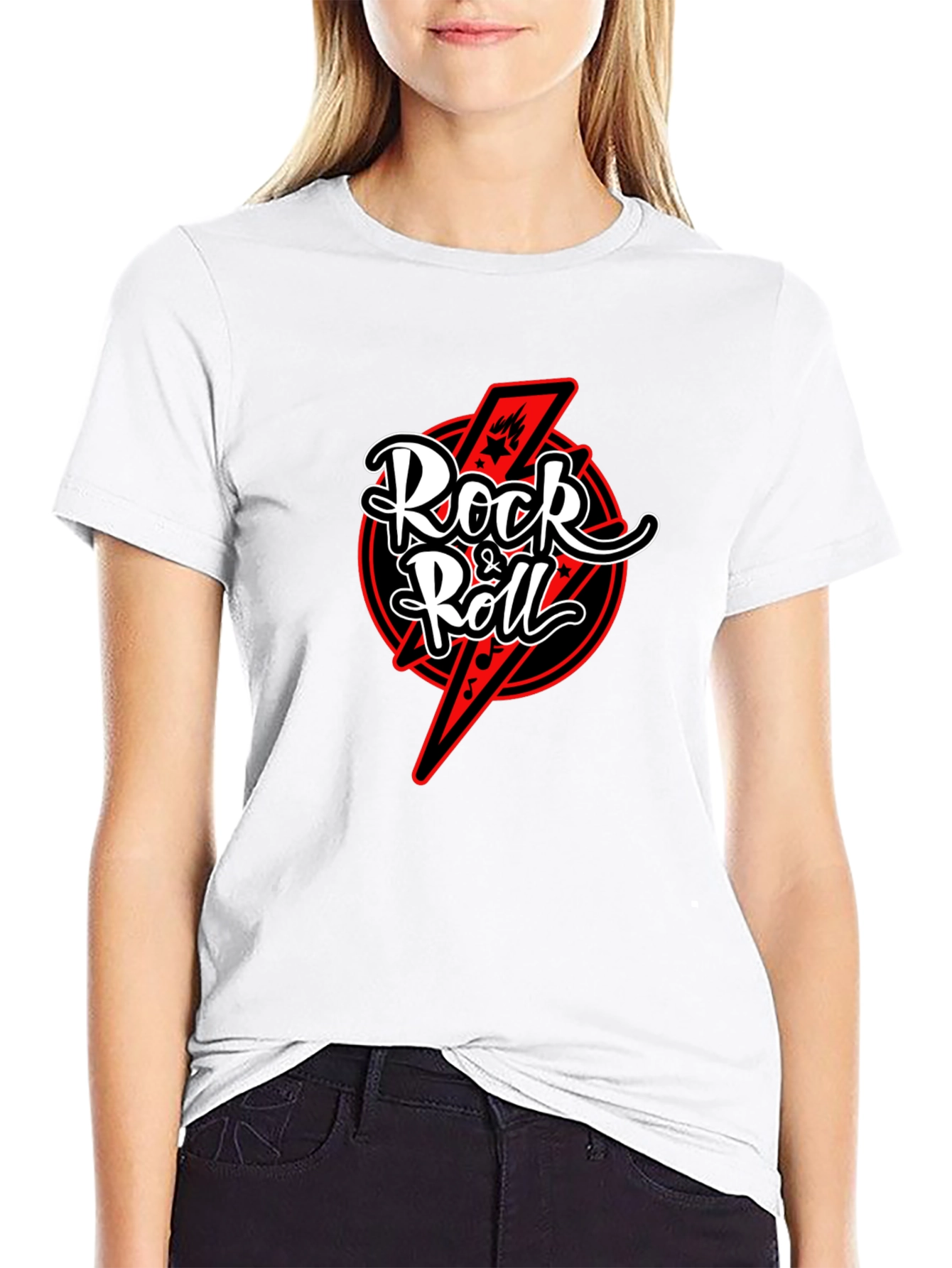 Rock & Roll Graphic Tee - Black Cotton T-Shirt