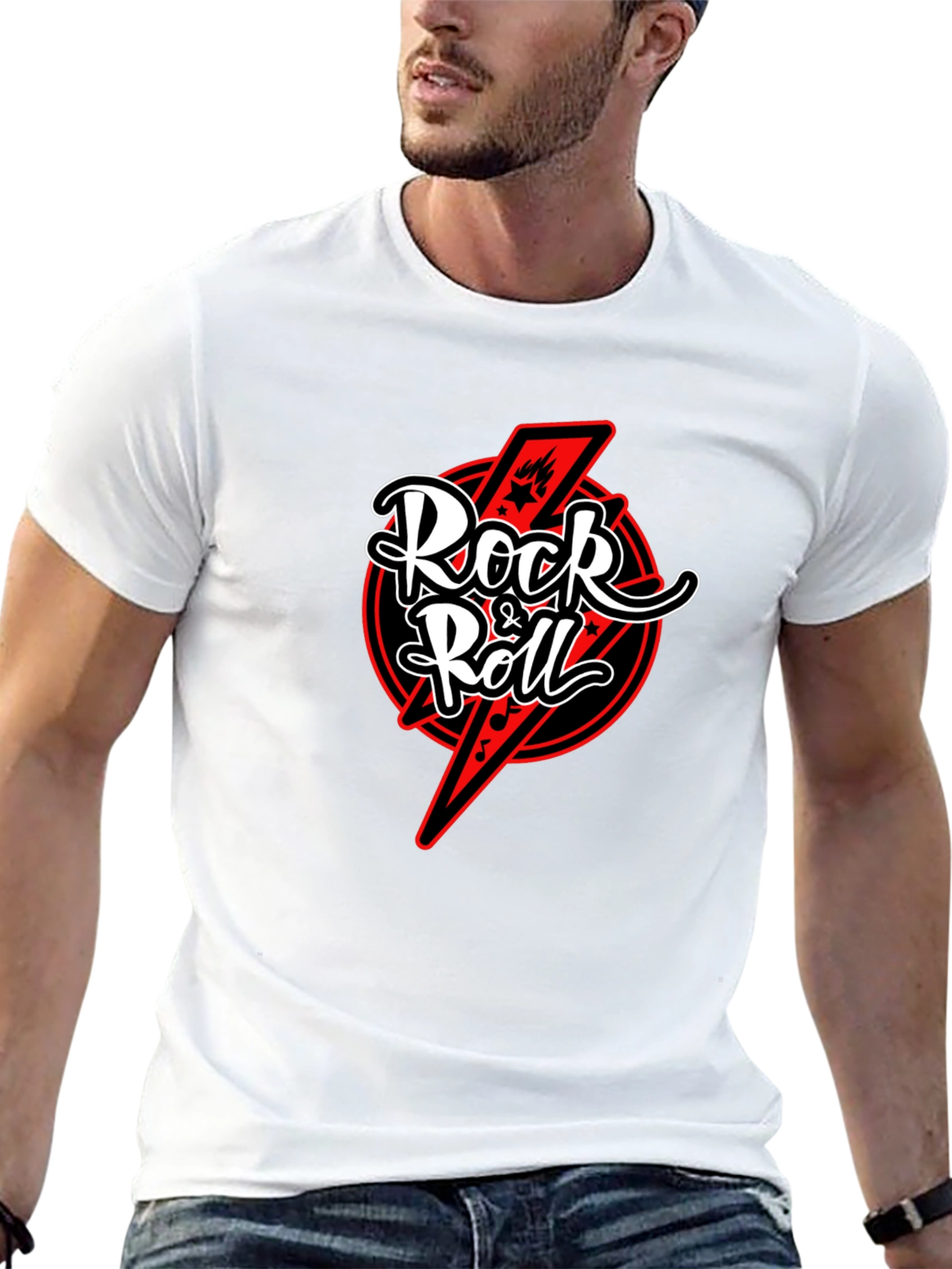 Rock & Roll Graphic Tee - Black Cotton T-Shirt