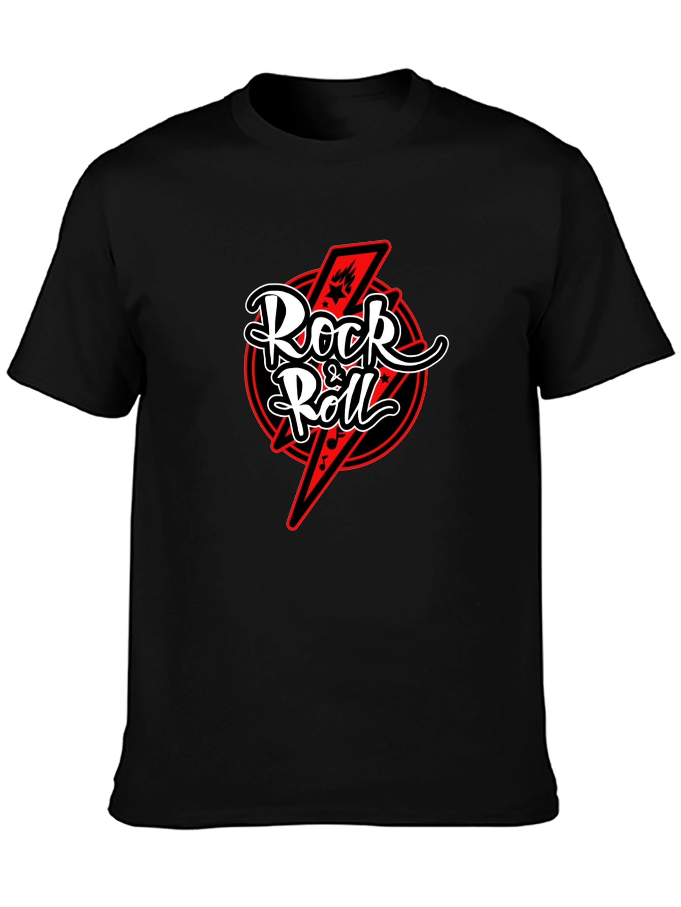Rock & Roll Graphic Tee - Black Cotton T-Shirt