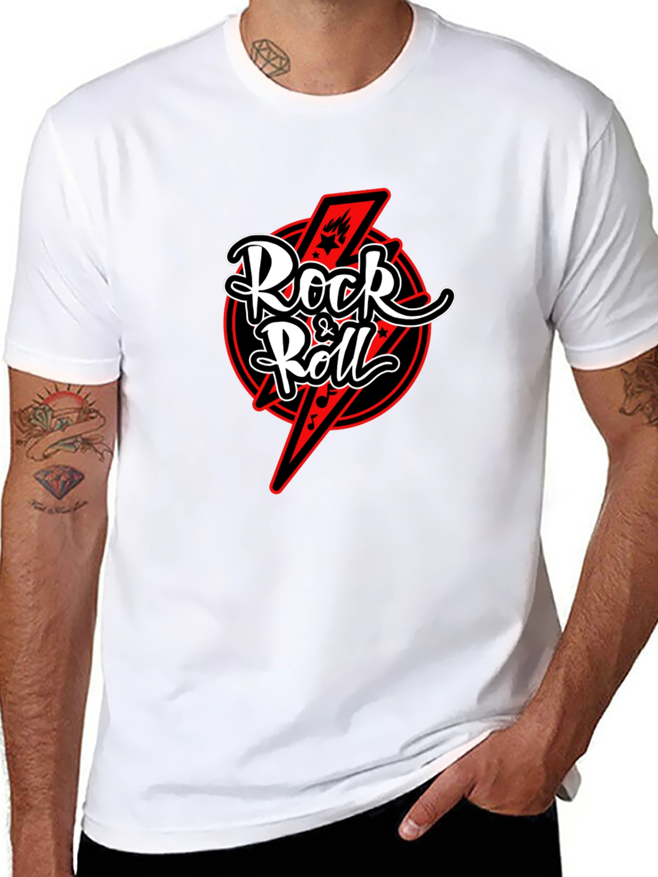 Rock & Roll Graphic Tee - Black Cotton T-Shirt
