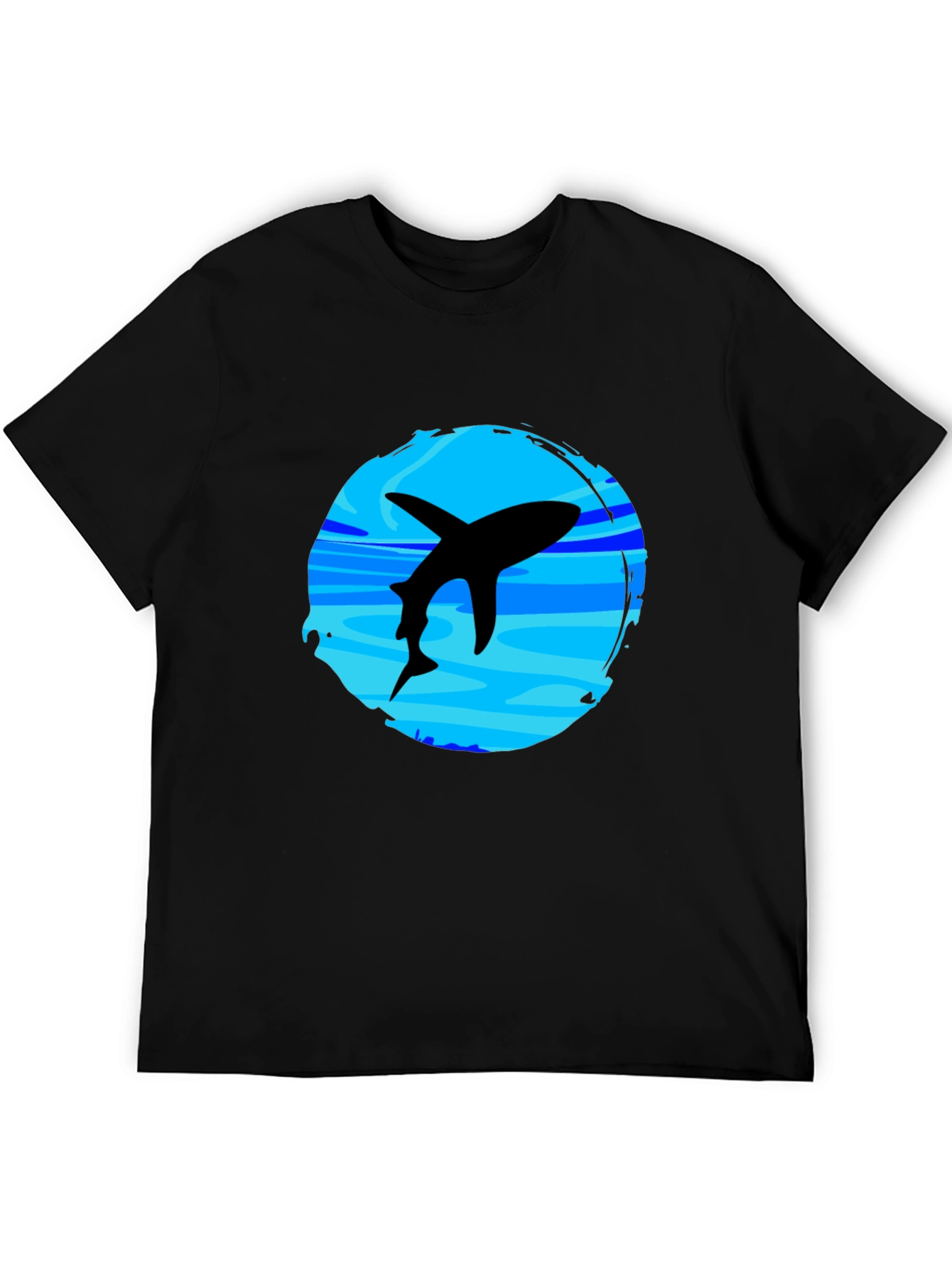 Shark Graphic T-Shirt - Black Crew Neck Tee