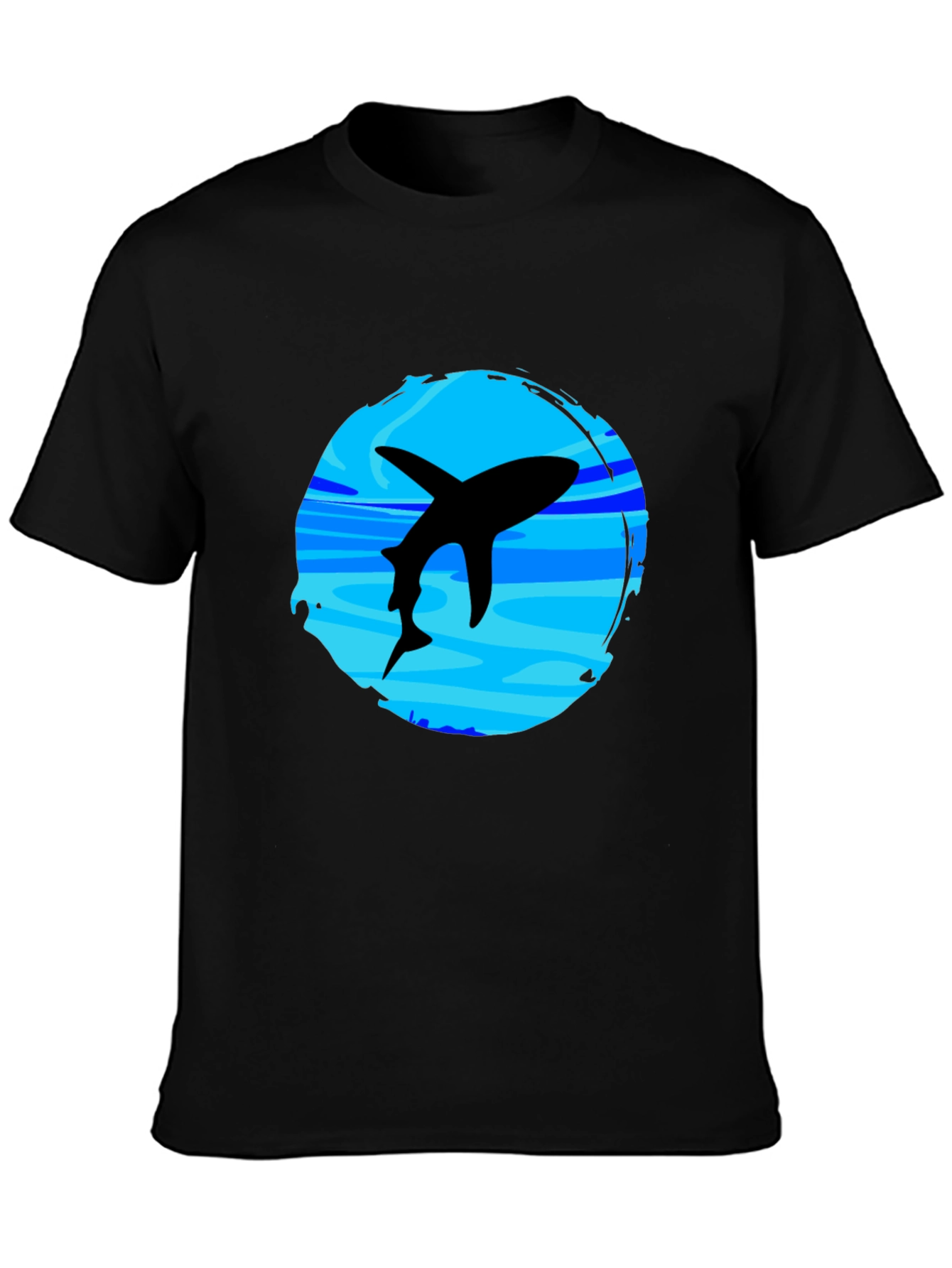 Shark Graphic T-Shirt - Black Crew Neck Tee