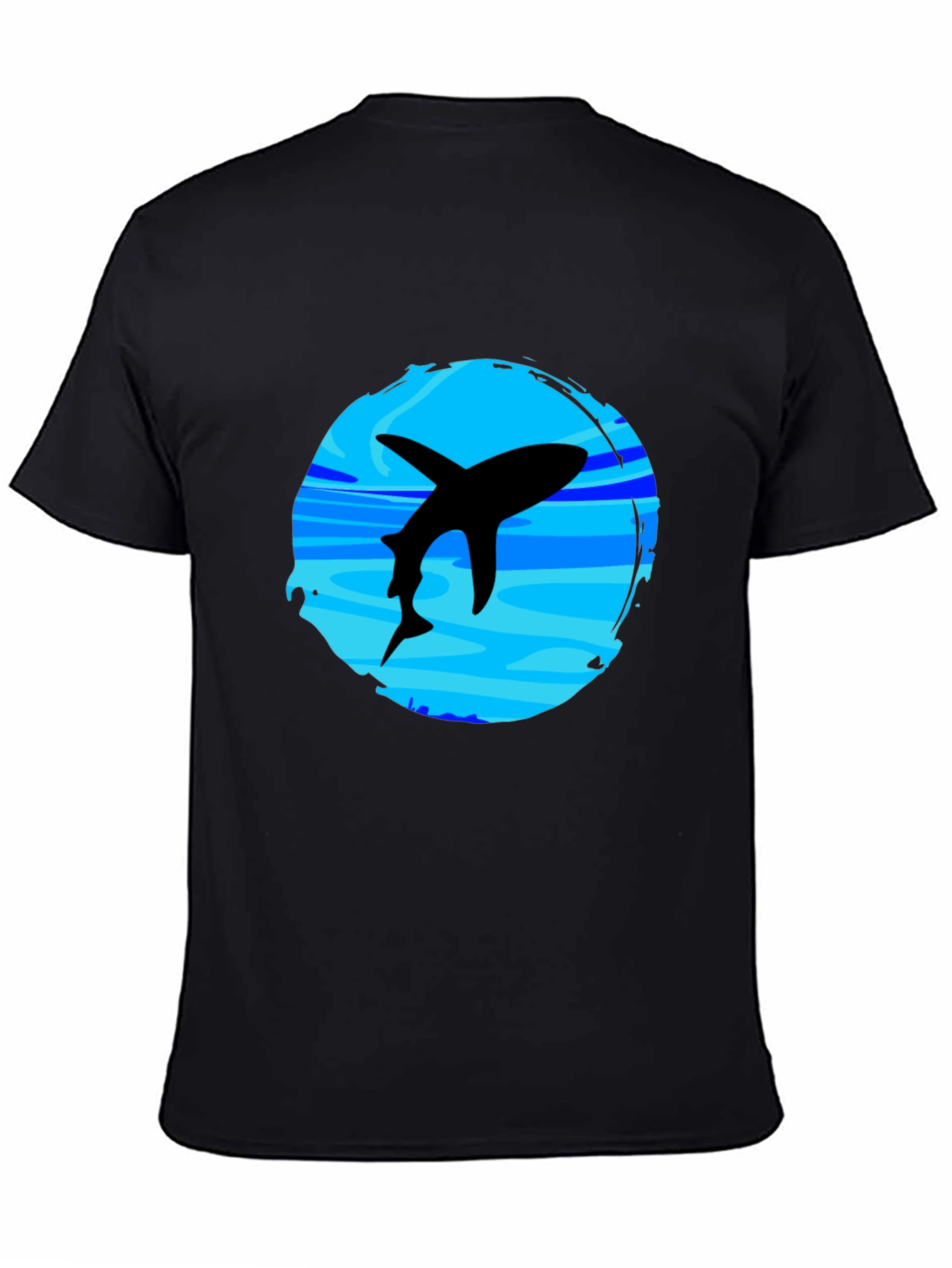 Shark Graphic T-Shirt - Black Crew Neck Tee