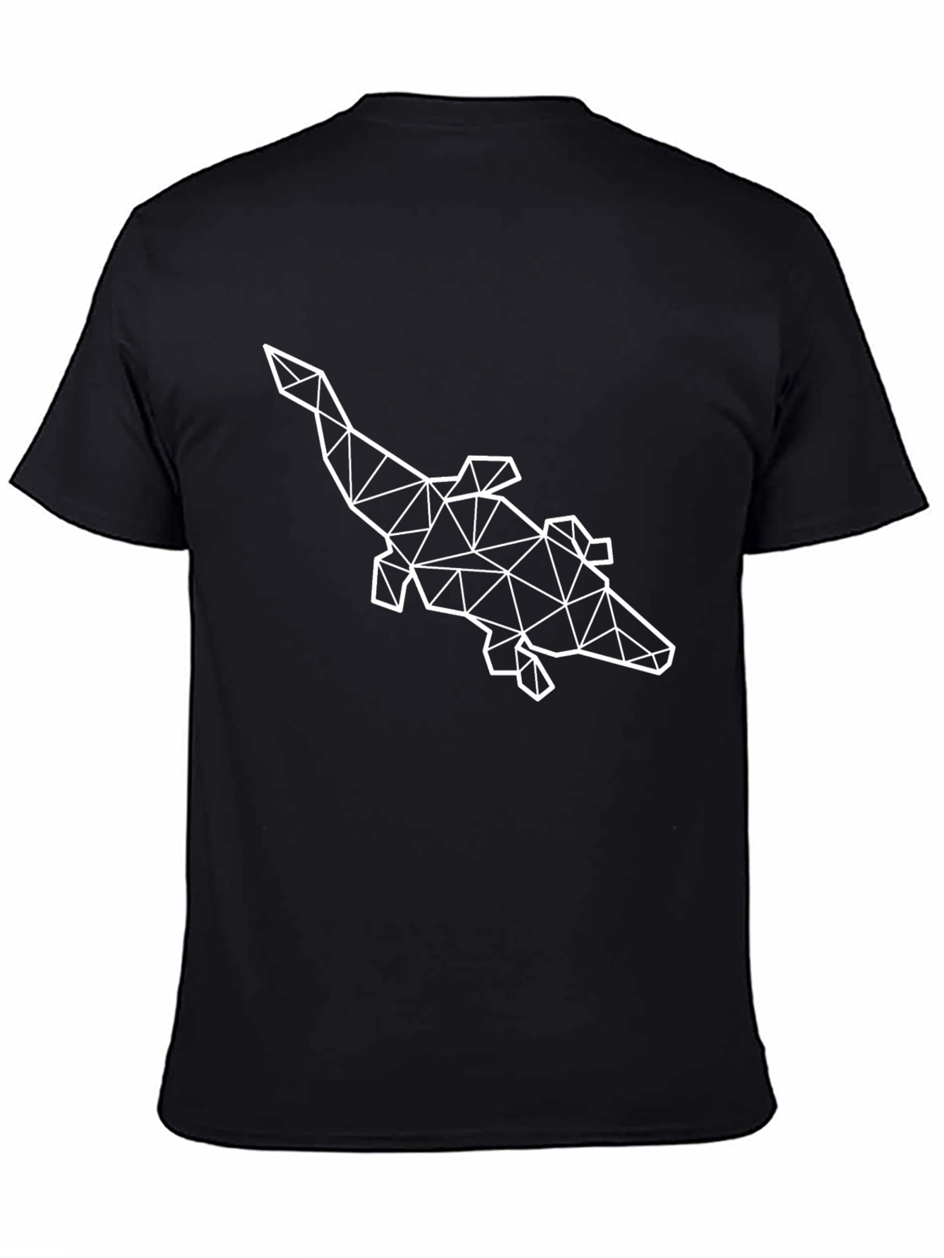 Geometric Crocodile Graphic Tee - Black Cotton Blend