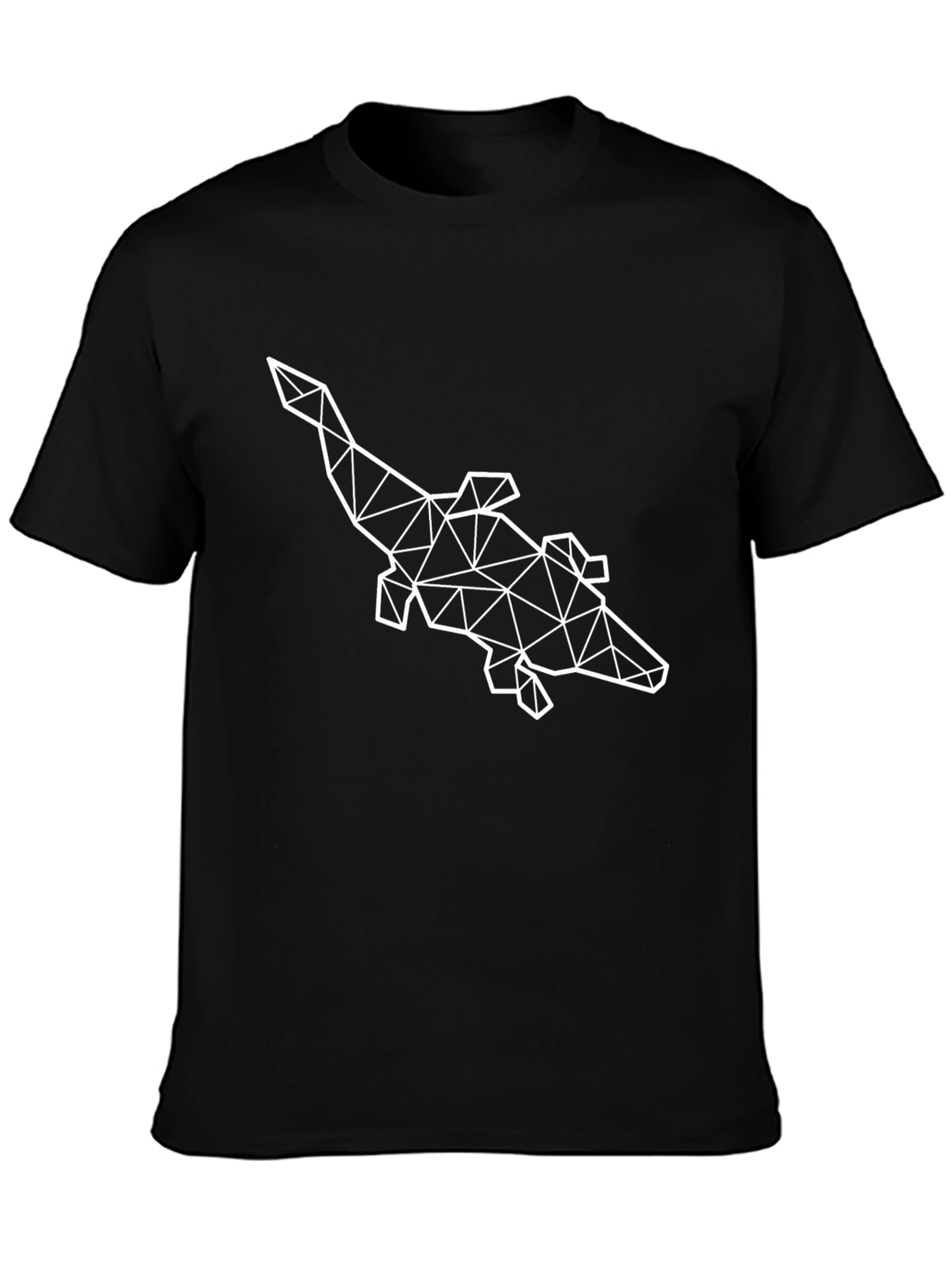 Geometric Crocodile Graphic Tee - Black Cotton Blend