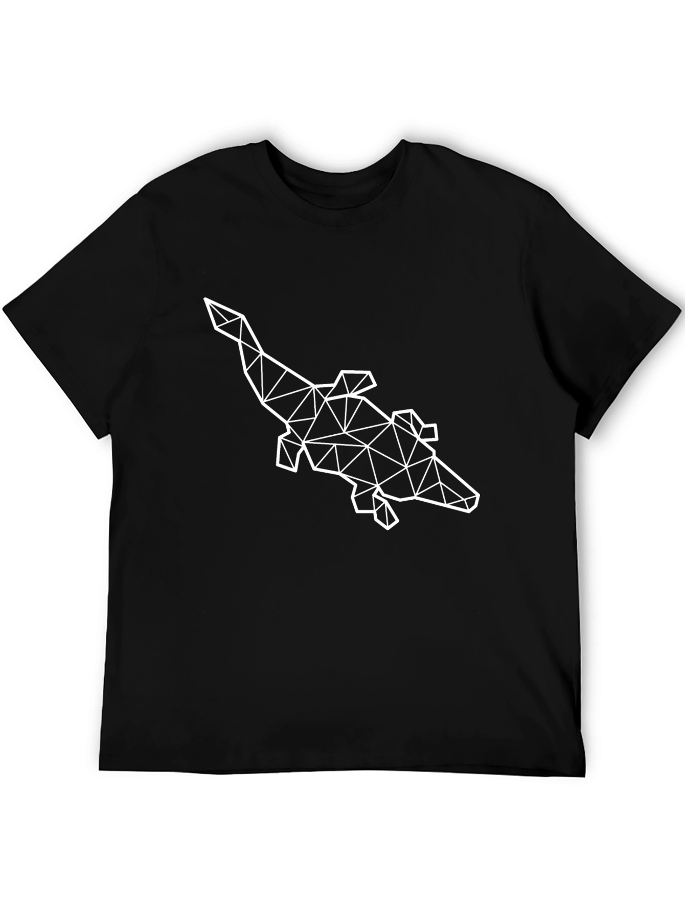 Geometric Crocodile Graphic Tee - Black Cotton Blend