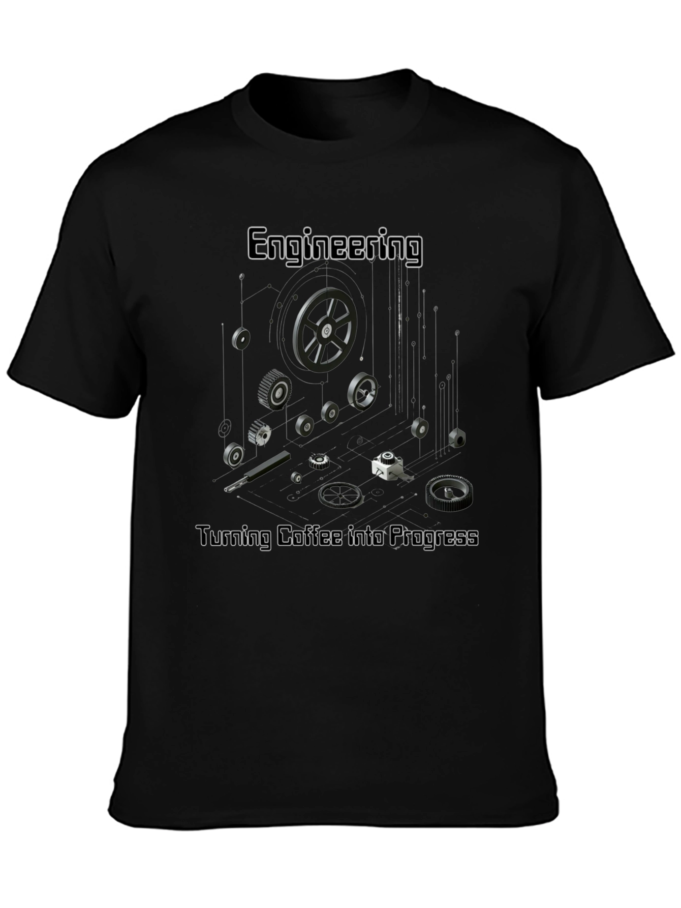 Engineering Coffee Progress Black T-Shirt