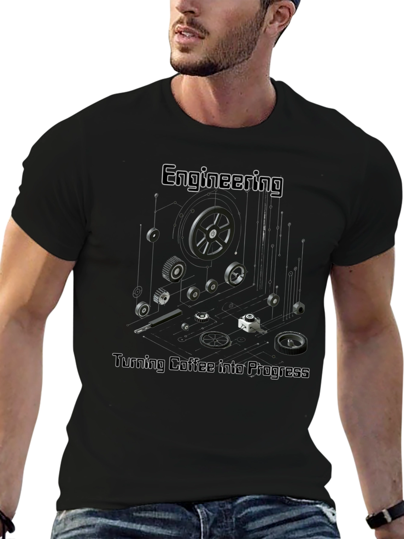 Engineering Coffee Progress Black T-Shirt