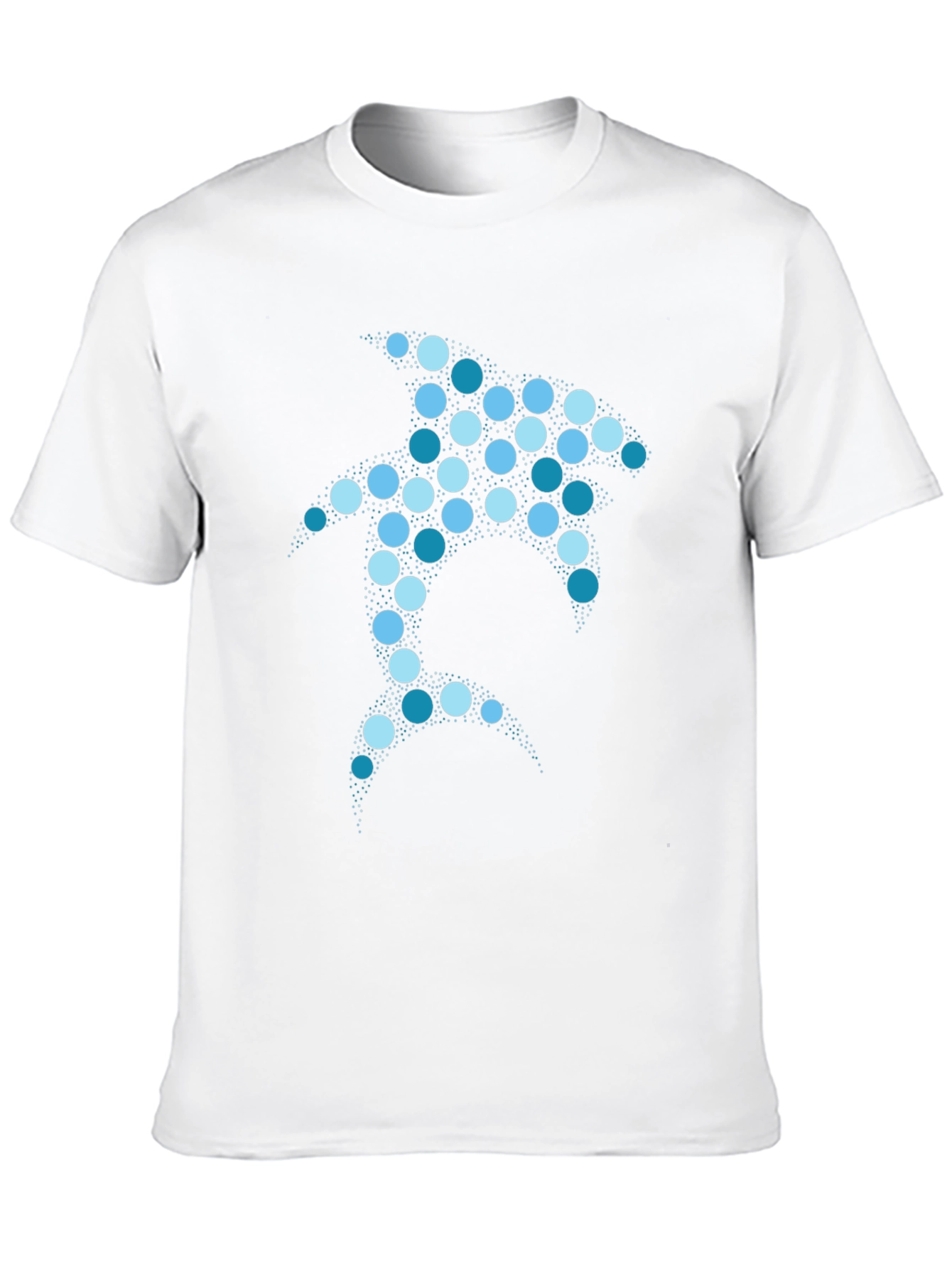 Geometric Shark Graphic T-Shirt - Black Cotton Blend