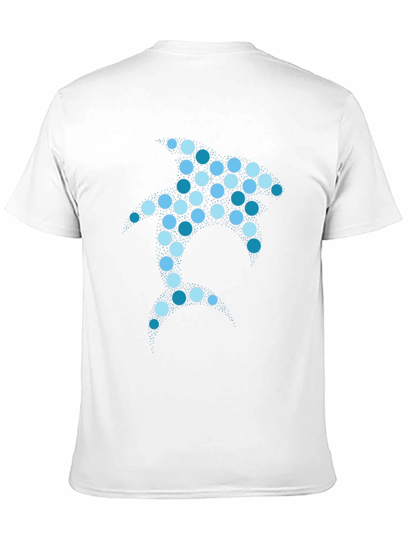 Geometric Shark Graphic T-Shirt - Black Cotton Blend