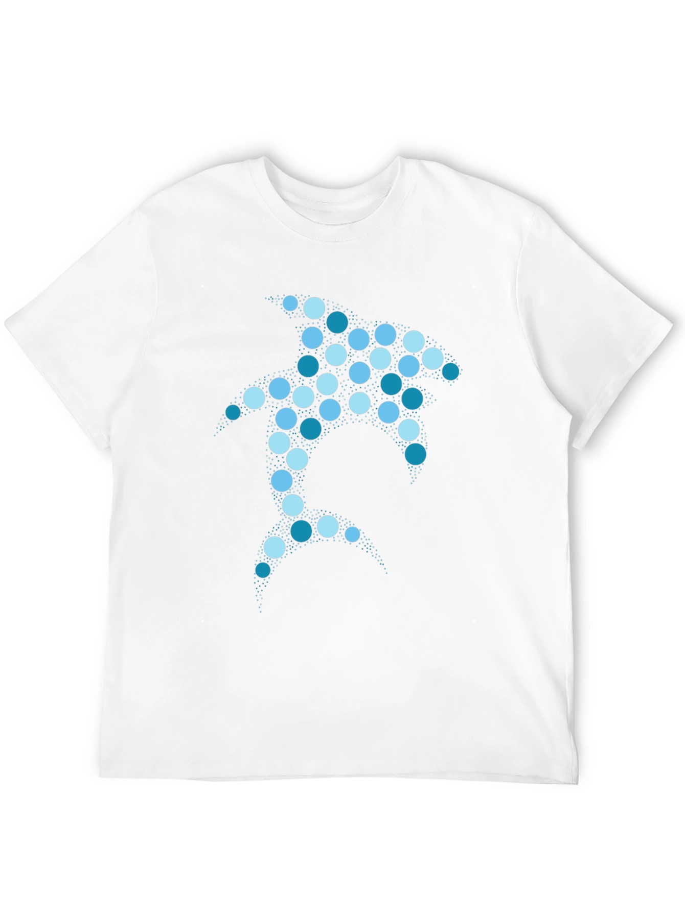 Geometric Shark Graphic T-Shirt - Black Cotton Blend