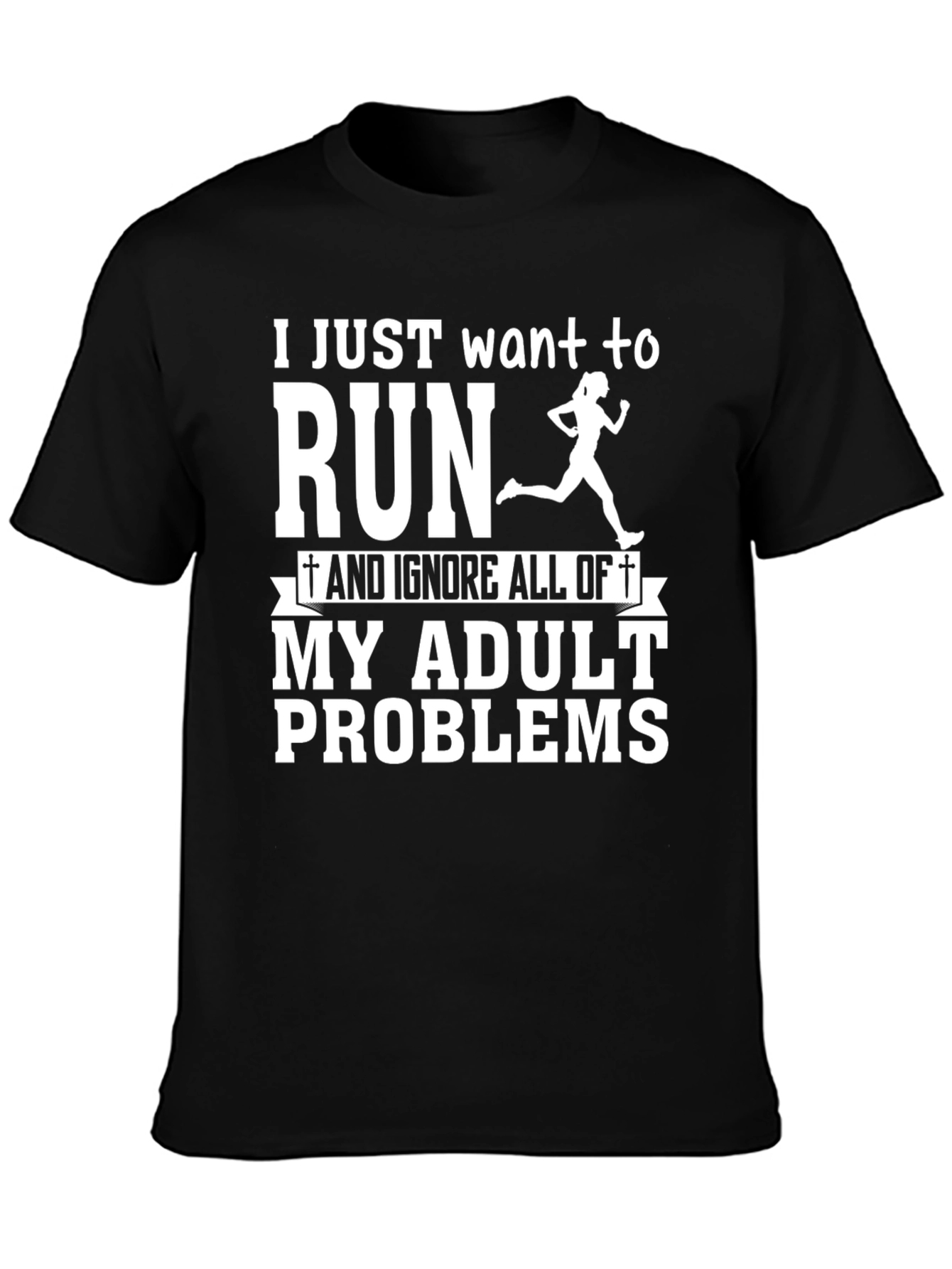 Run Adult Problems Graphic Tee - Black