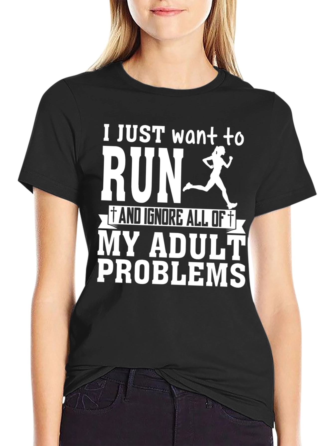 Run Adult Problems Graphic Tee - Black