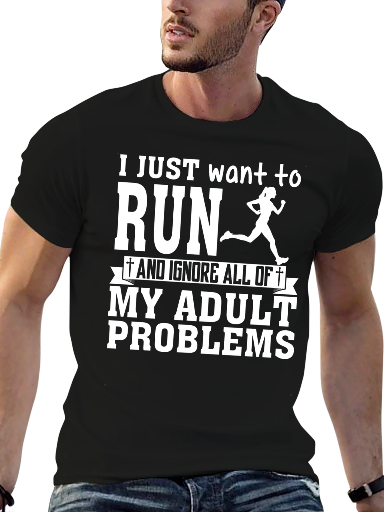 Run Adult Problems Graphic Tee - Black