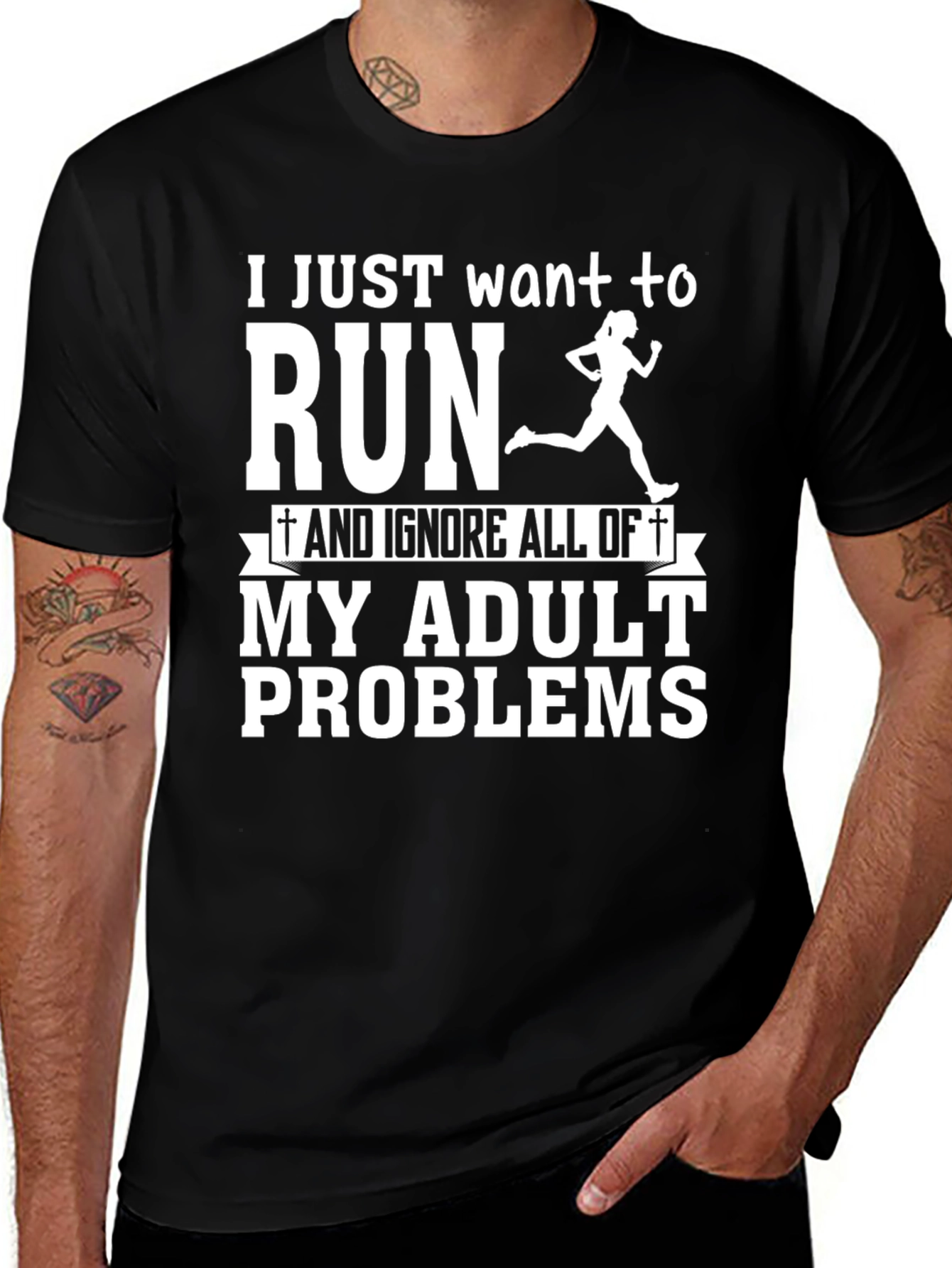 Run Adult Problems Graphic Tee - Black