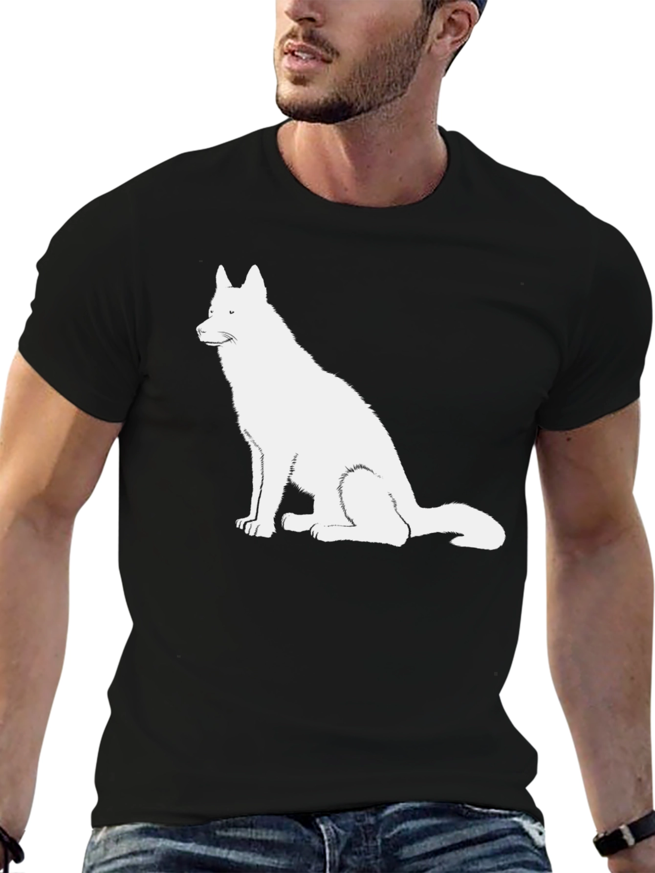 Dog Graphic Tee - Black Cotton T-Shirt