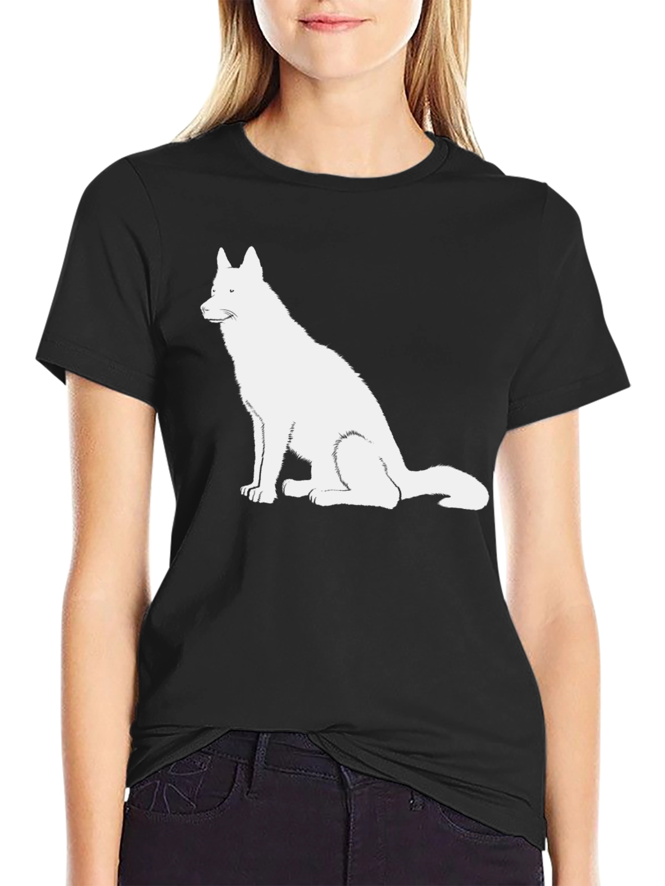 Dog Graphic Tee - Black Cotton T-Shirt