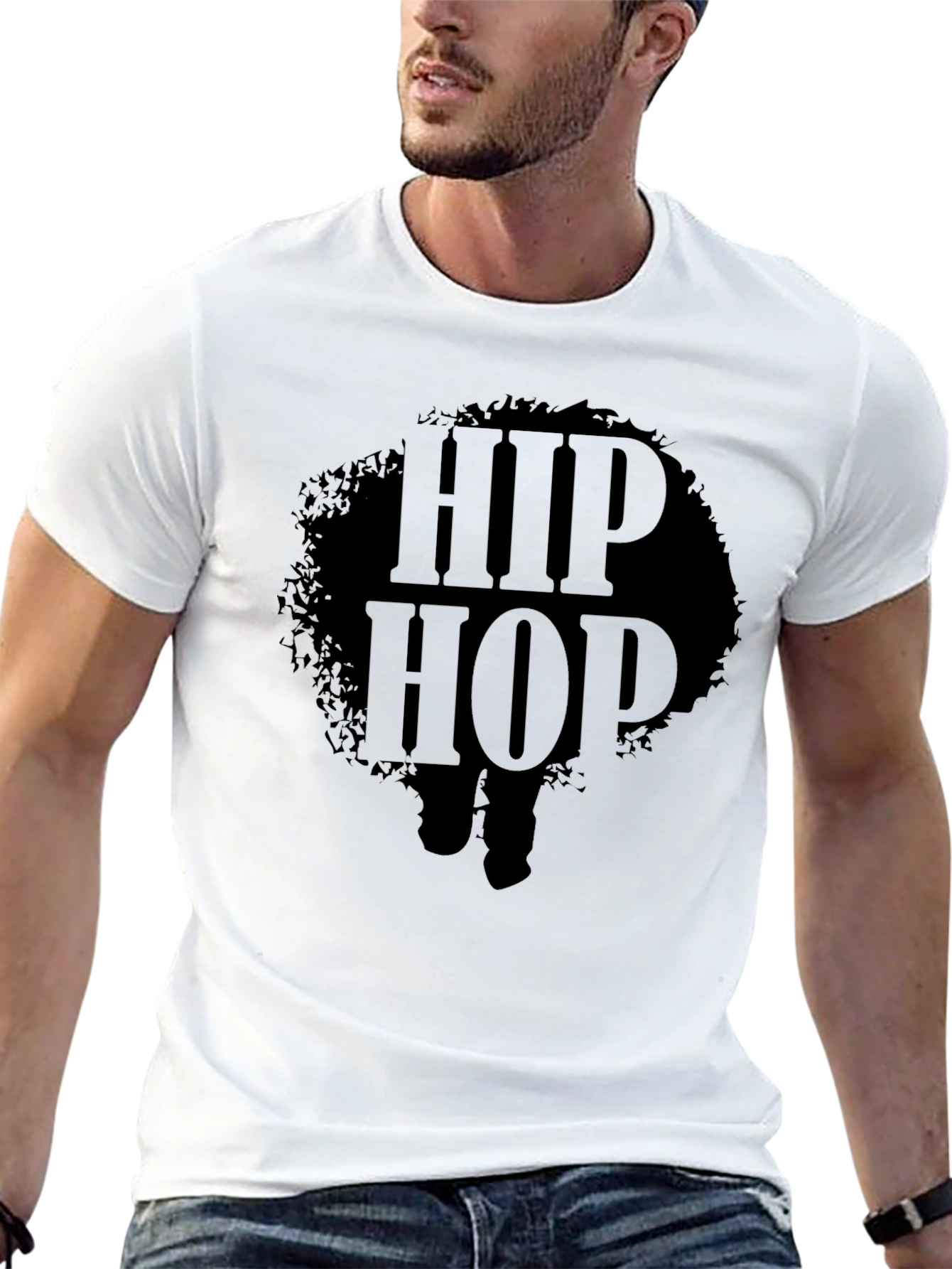 Hip Hop Graphic Print Black T-Shirt