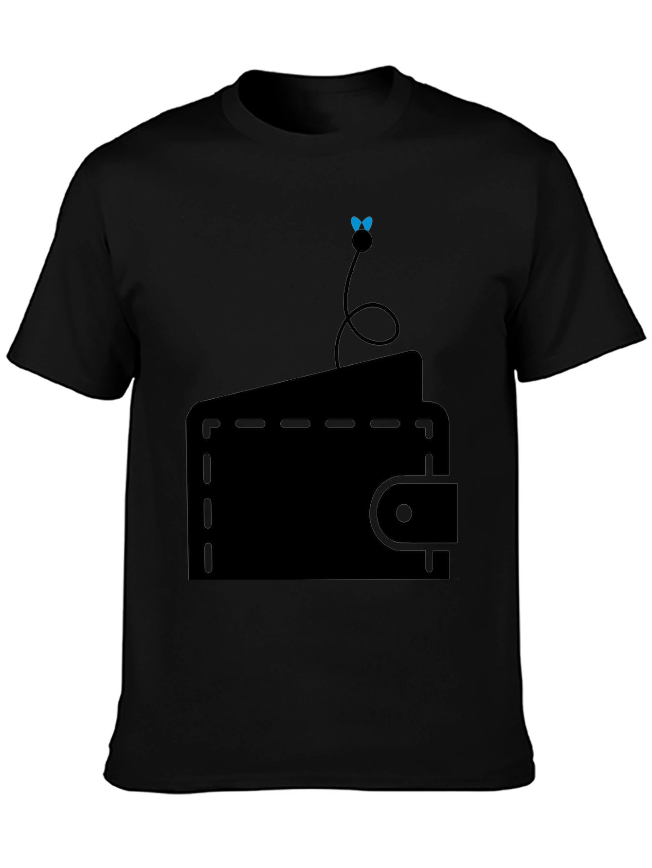 Wallet Fly Graphic Tee - Black Cotton Casual T-Shirt