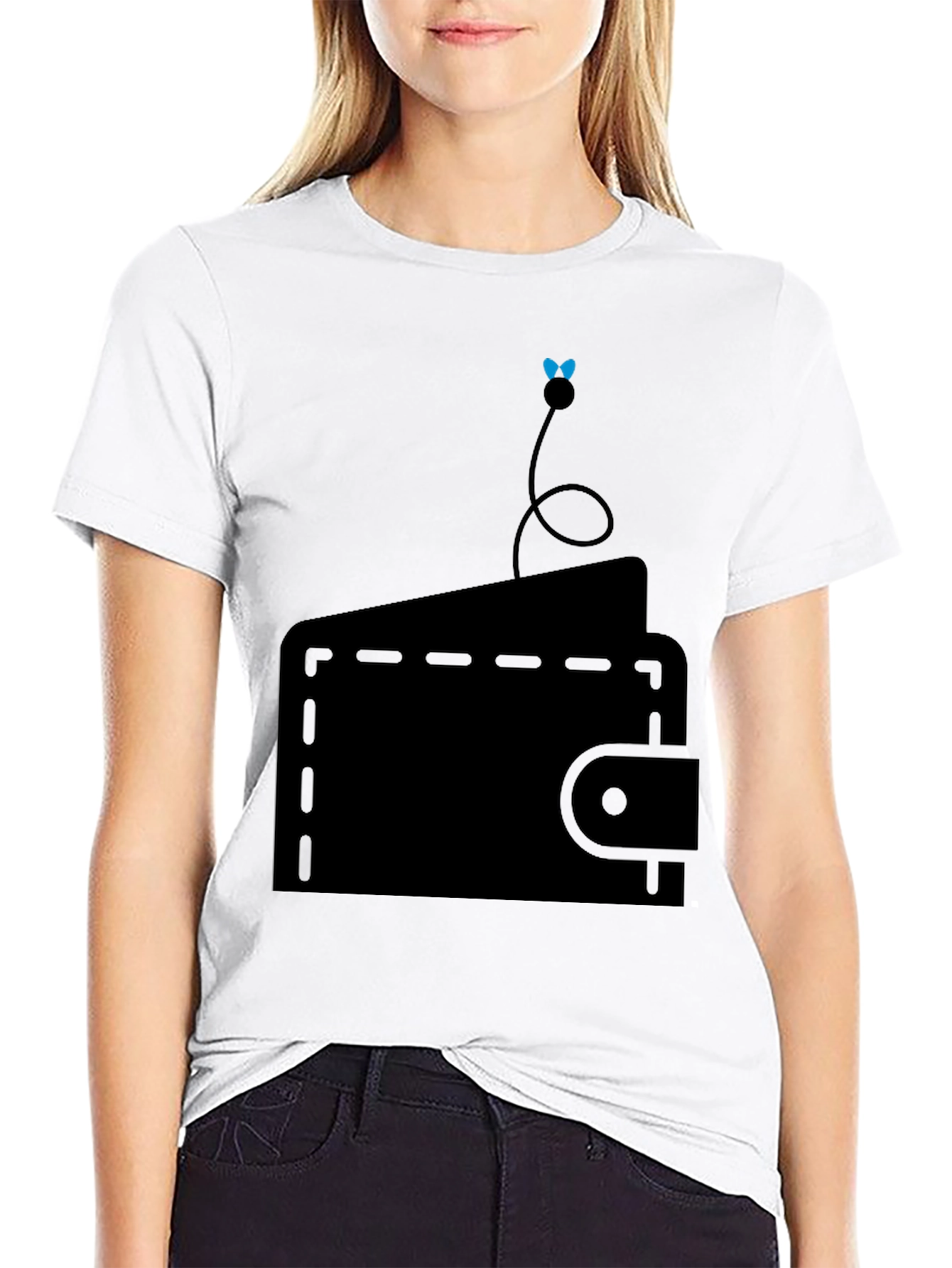 Wallet Fly Graphic Tee - Black Cotton Casual T-Shirt