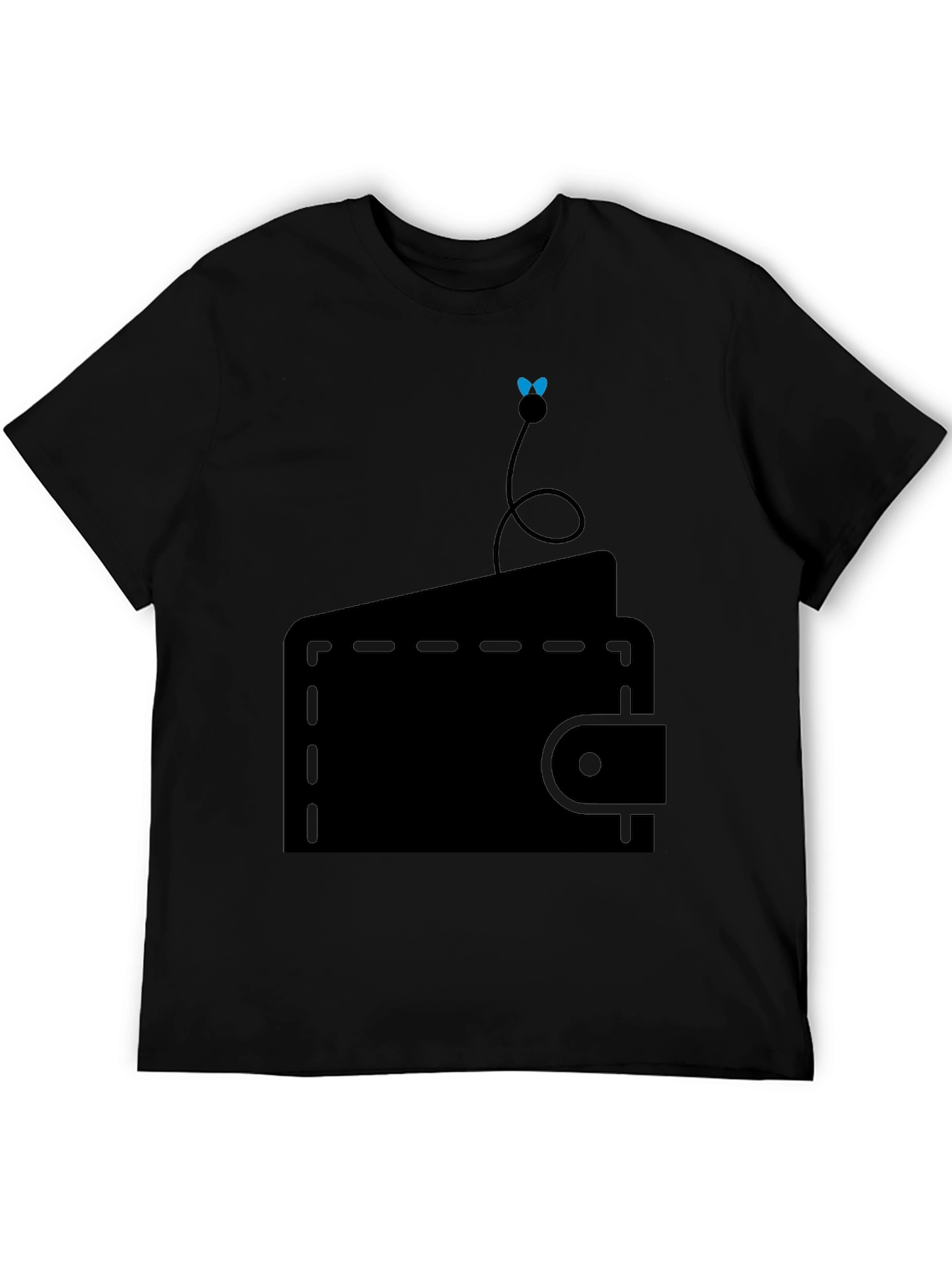 Wallet Fly Graphic Tee - Black Cotton Casual T-Shirt