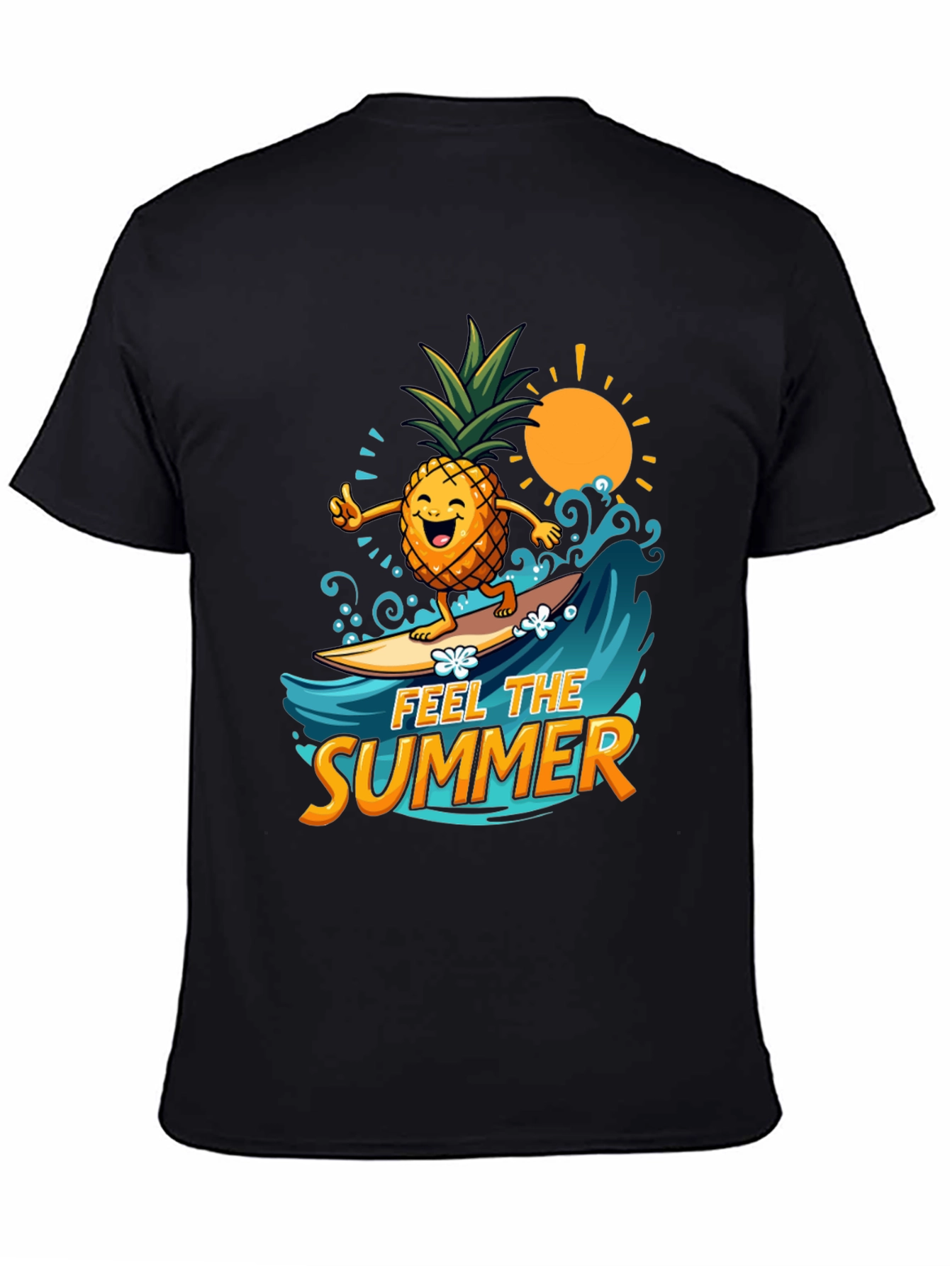 Feel The Summer Pineapple Surfing Graphic Tee