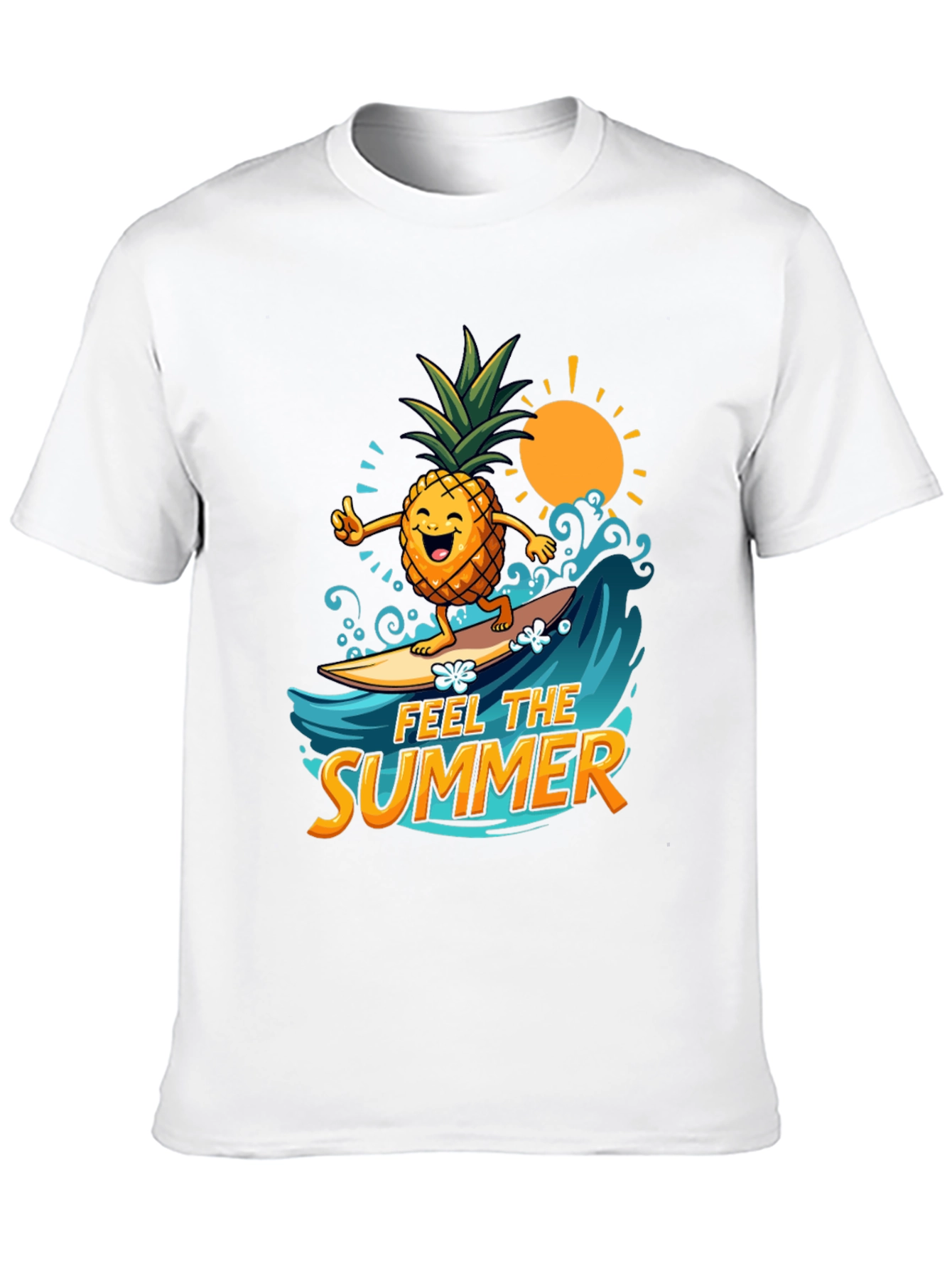 Feel The Summer Pineapple Surfing Graphic Tee