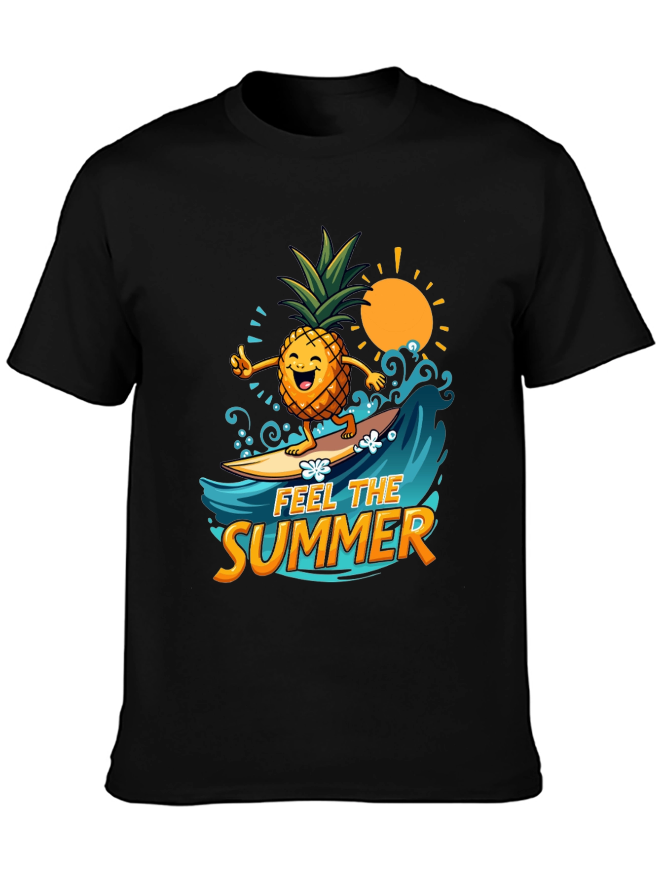 Feel The Summer Pineapple Surfing Graphic Tee