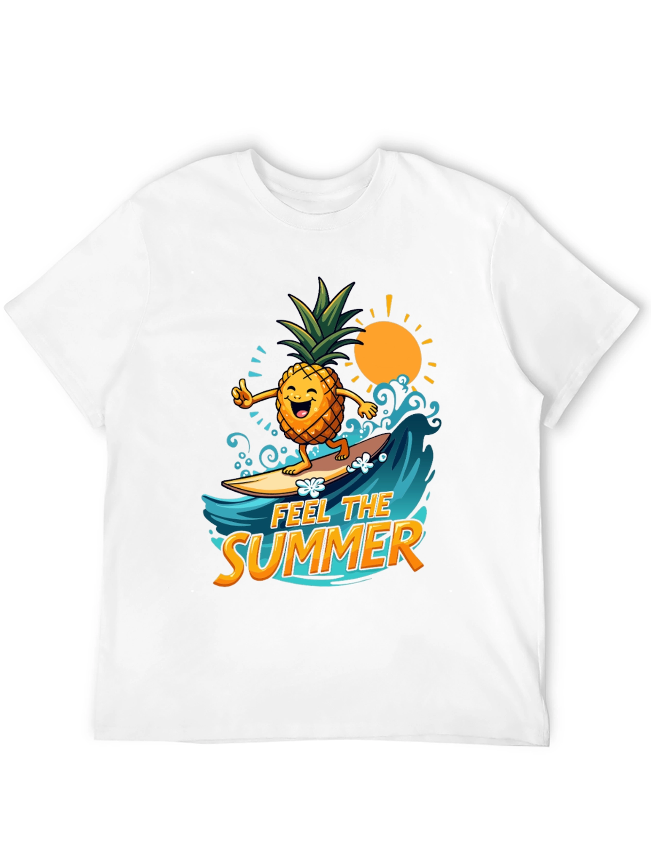 Feel The Summer Pineapple Surfing Graphic Tee