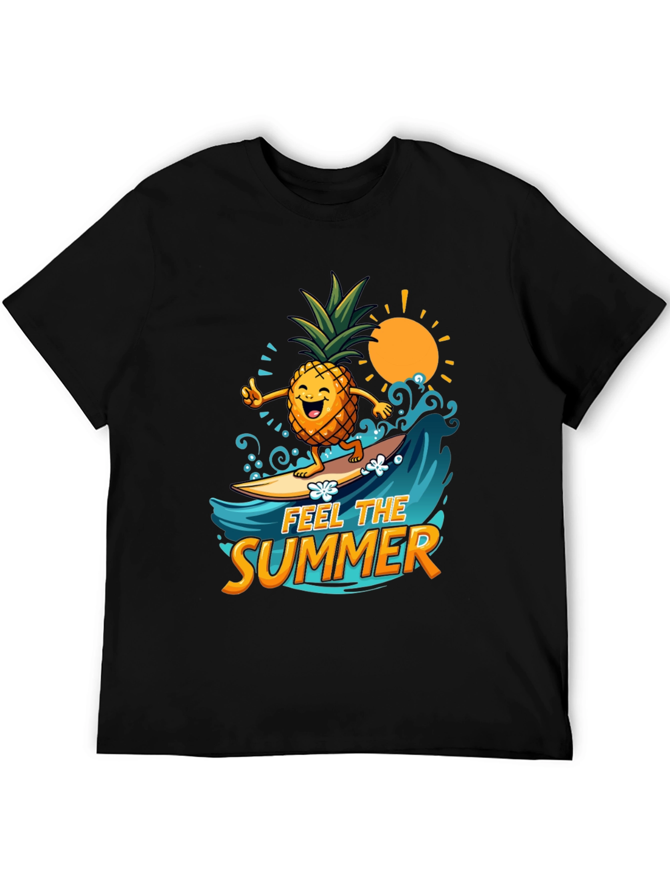 Feel The Summer Pineapple Surfing Graphic Tee