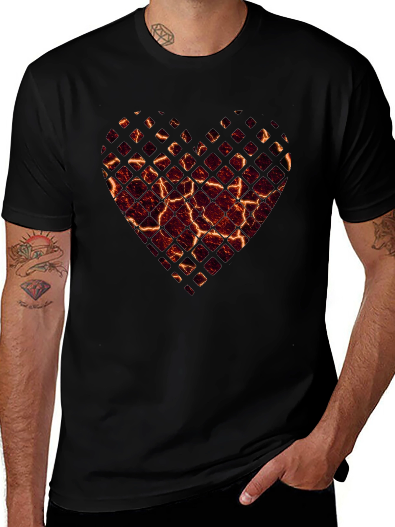 Fiery Heart Graphic Tee - Black T-Shirt