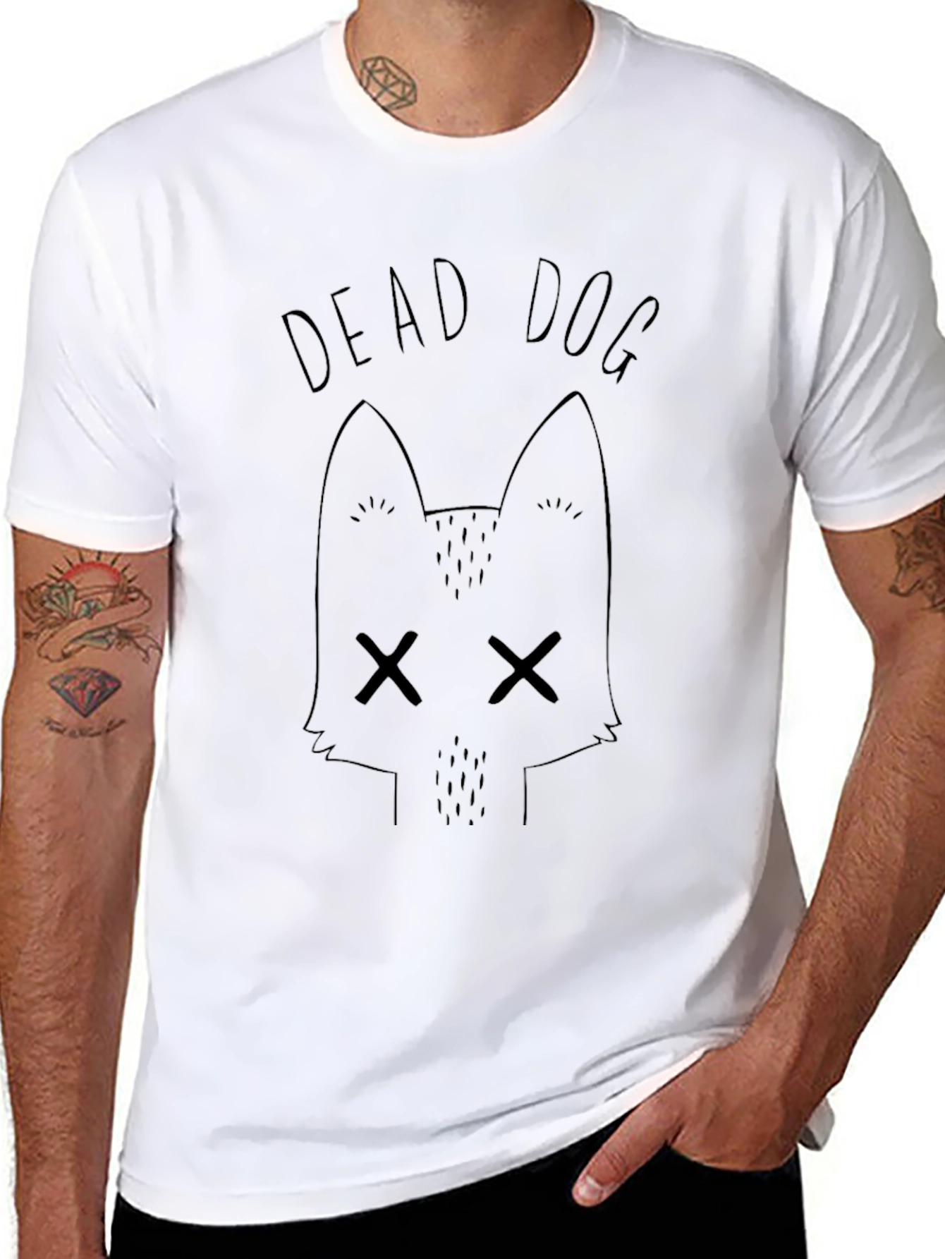 Dead Dog Graphic Print Black T-Shirt