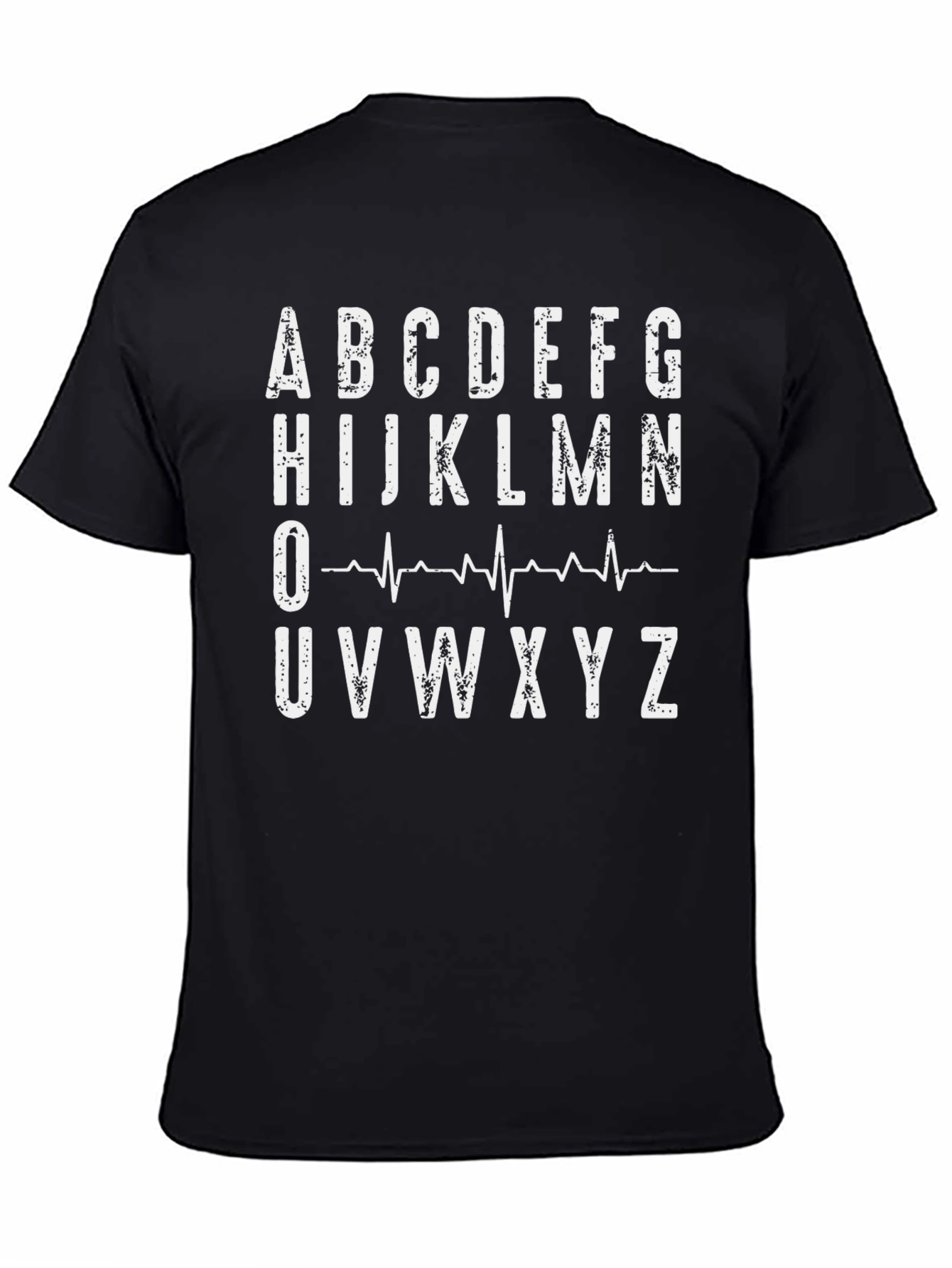 Alphabet Heartbeat Graphic Tee - Mens Black T-Shirt