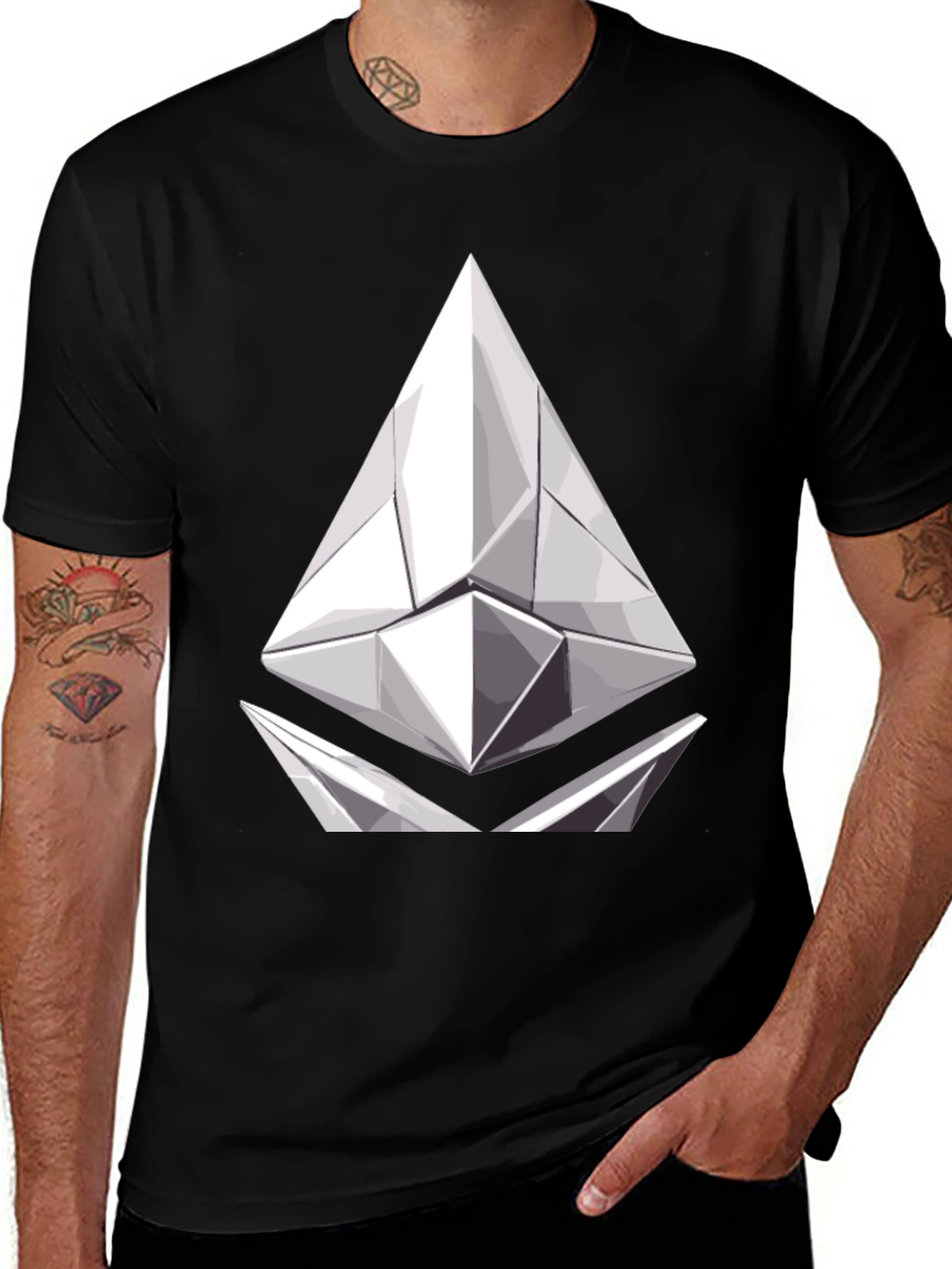 Geometric Prism Graphic Tee - Modern Black T-Shirt