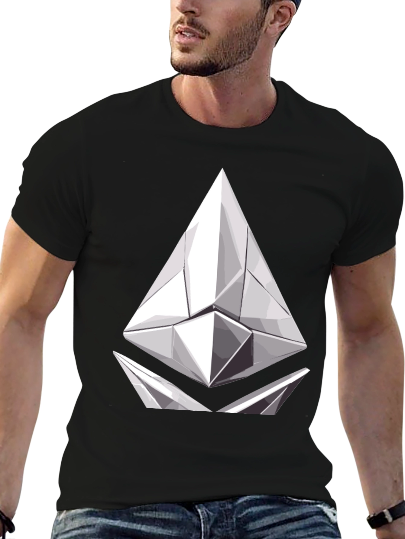 Geometric Prism Graphic Tee - Modern Black T-Shirt