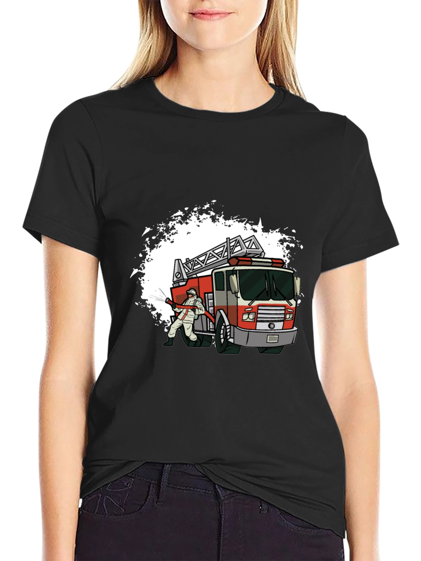 Firefighter T-Shirt with Fire Truck Design