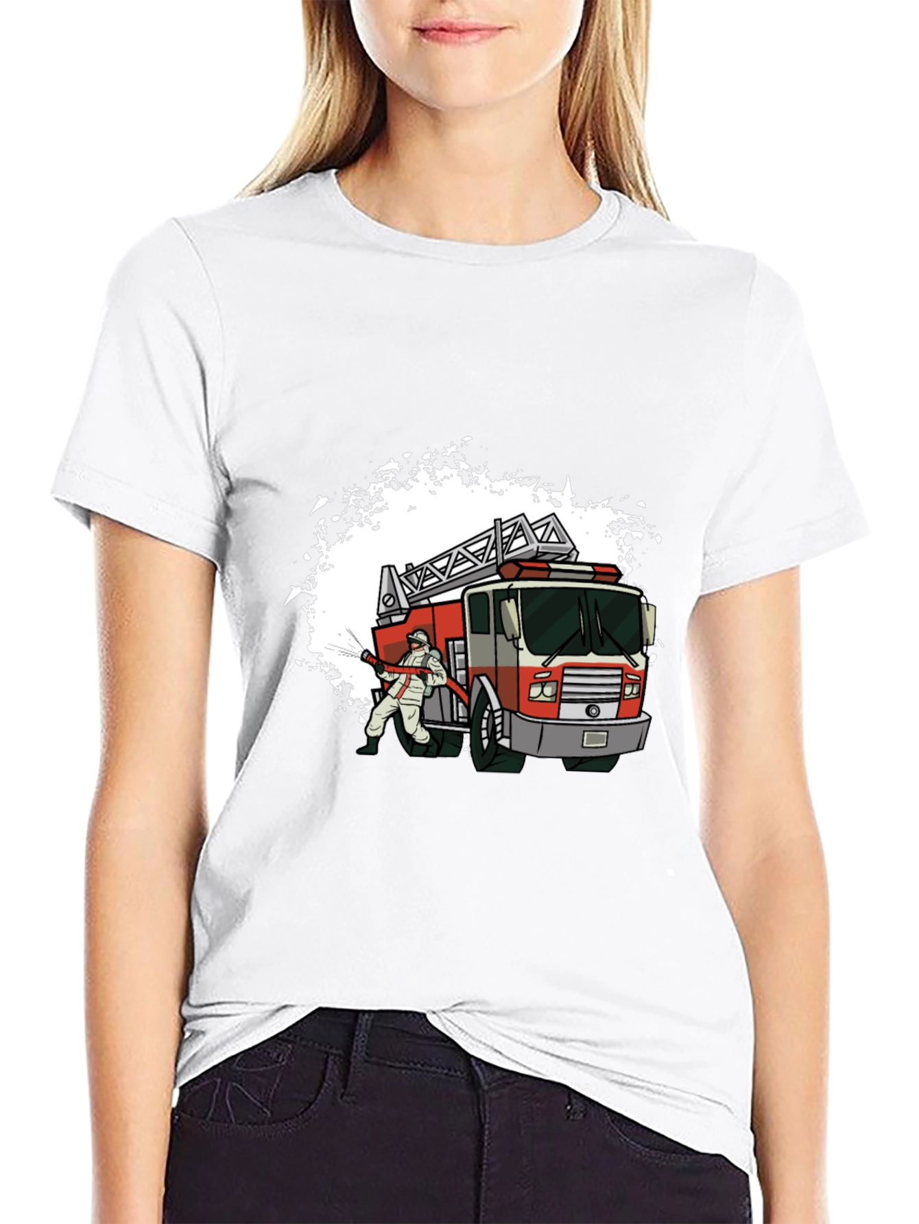 Firefighter T-Shirt with Fire Truck Design