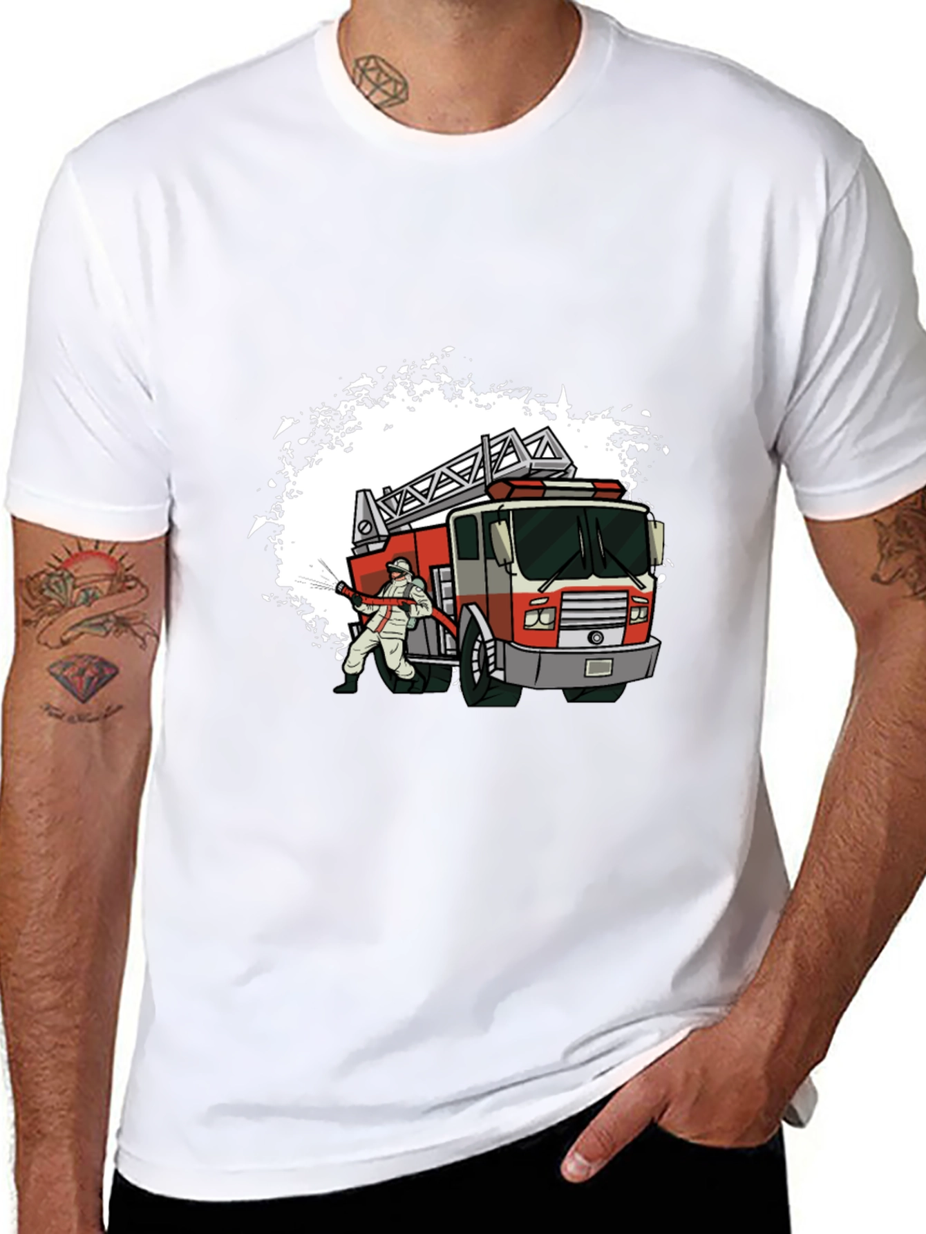 Firefighter T-Shirt with Fire Truck Design