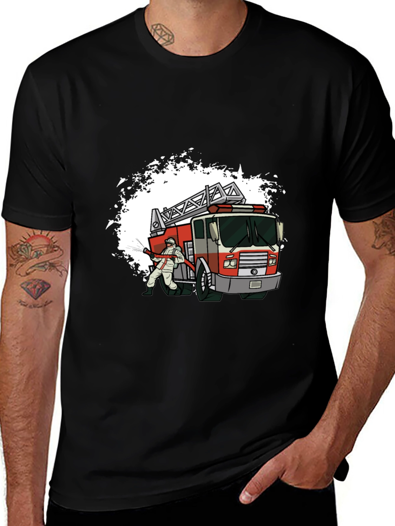 Firefighter T-Shirt with Fire Truck Design