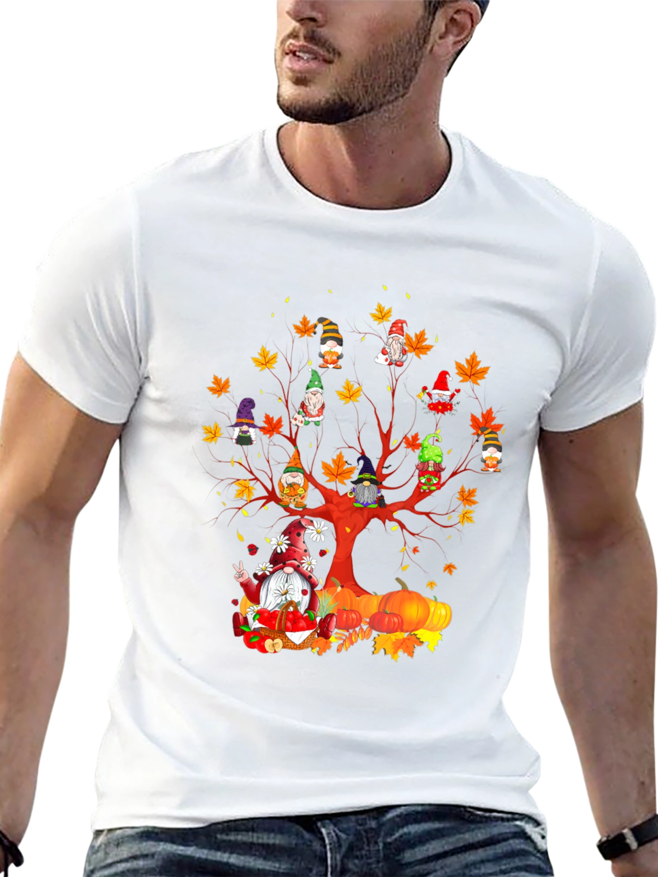 Fall Gnomes T-Shirt - Autumn Harvest Tree Design